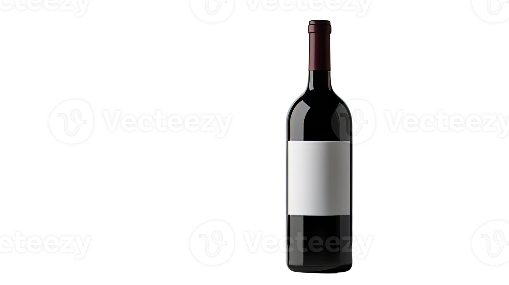 Bottle of red wine with blank label, beverage container, cut out transparent png
