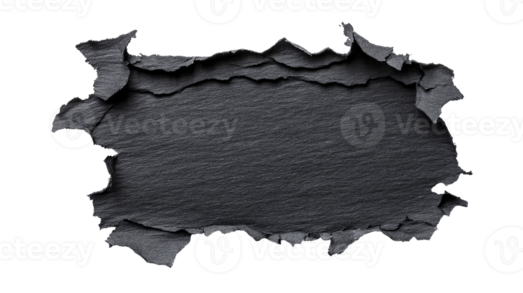 Torn slate stone, abstract texture, surface design element, cut out transparent png