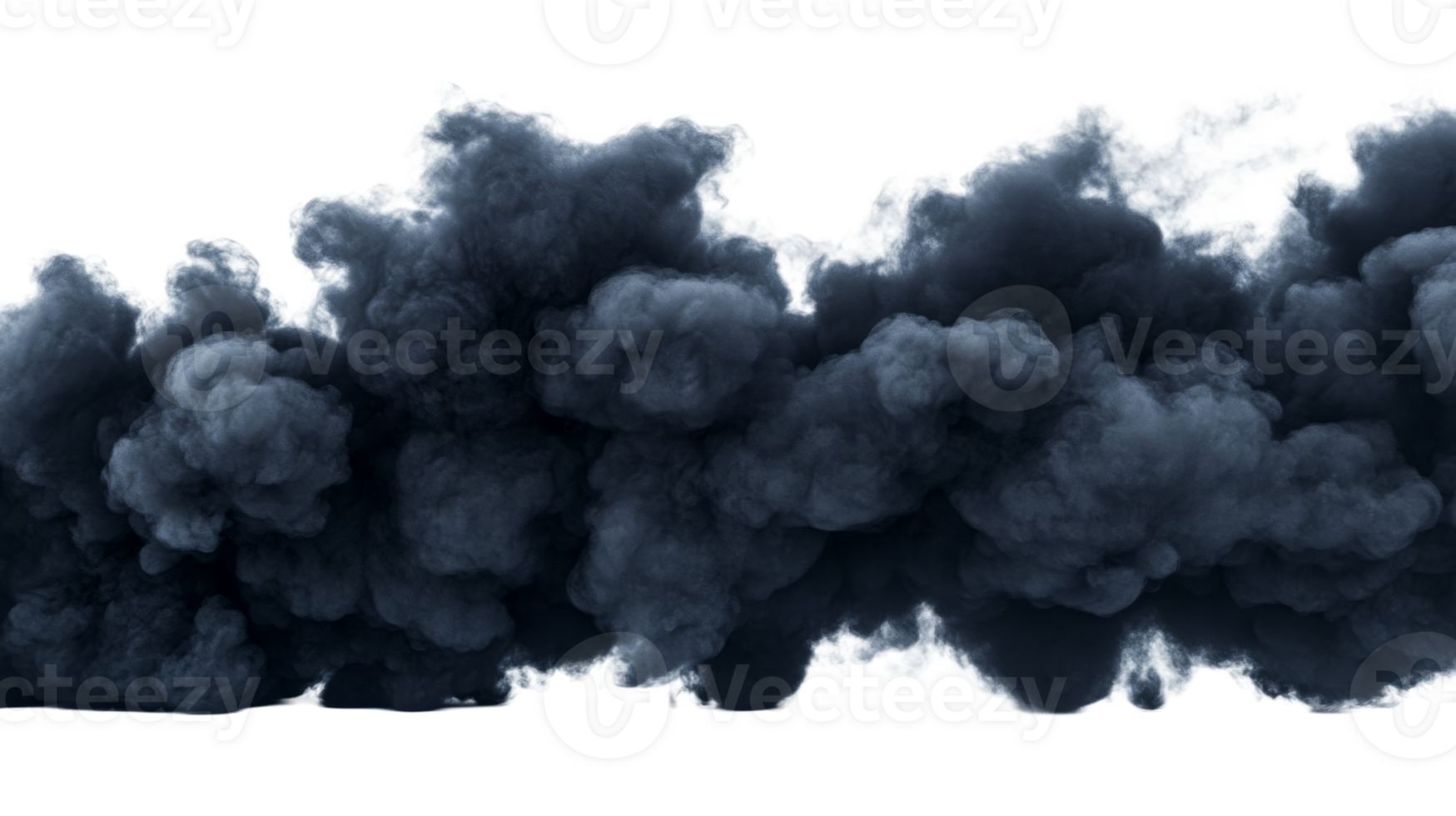 Dark billowing smoke cloud texture overlay on black background, cut out transparent png