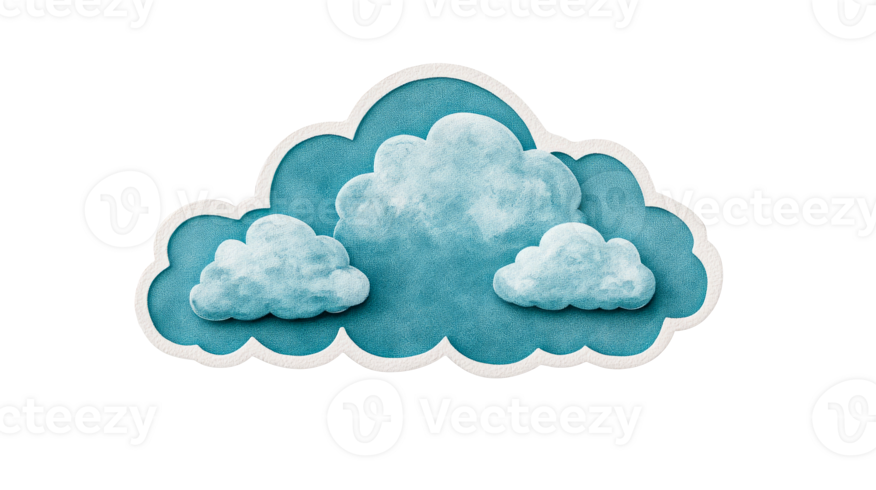 Fluffy pastel clouds illustration on black background, cut out transparent png