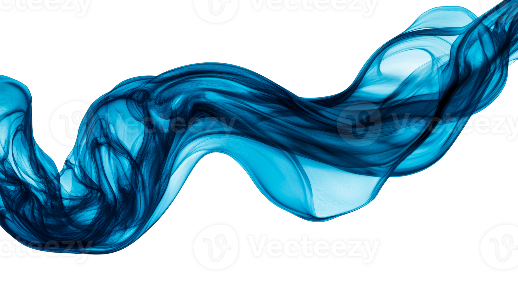 Abstract blue fluid flowing element, artistic expression, cut out transparent png