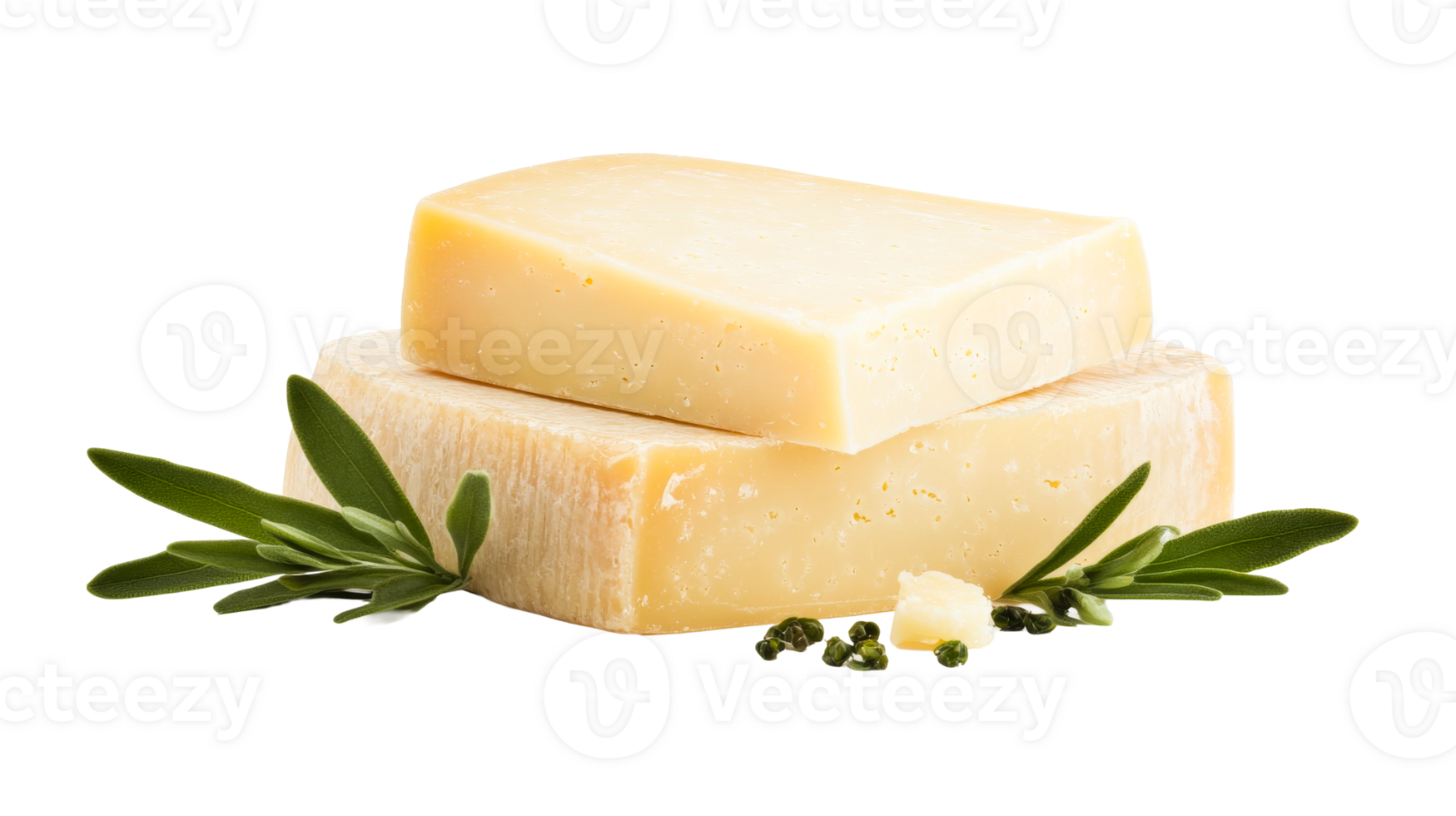Cheese block with greens, healthy dairy product, cut out transparent png