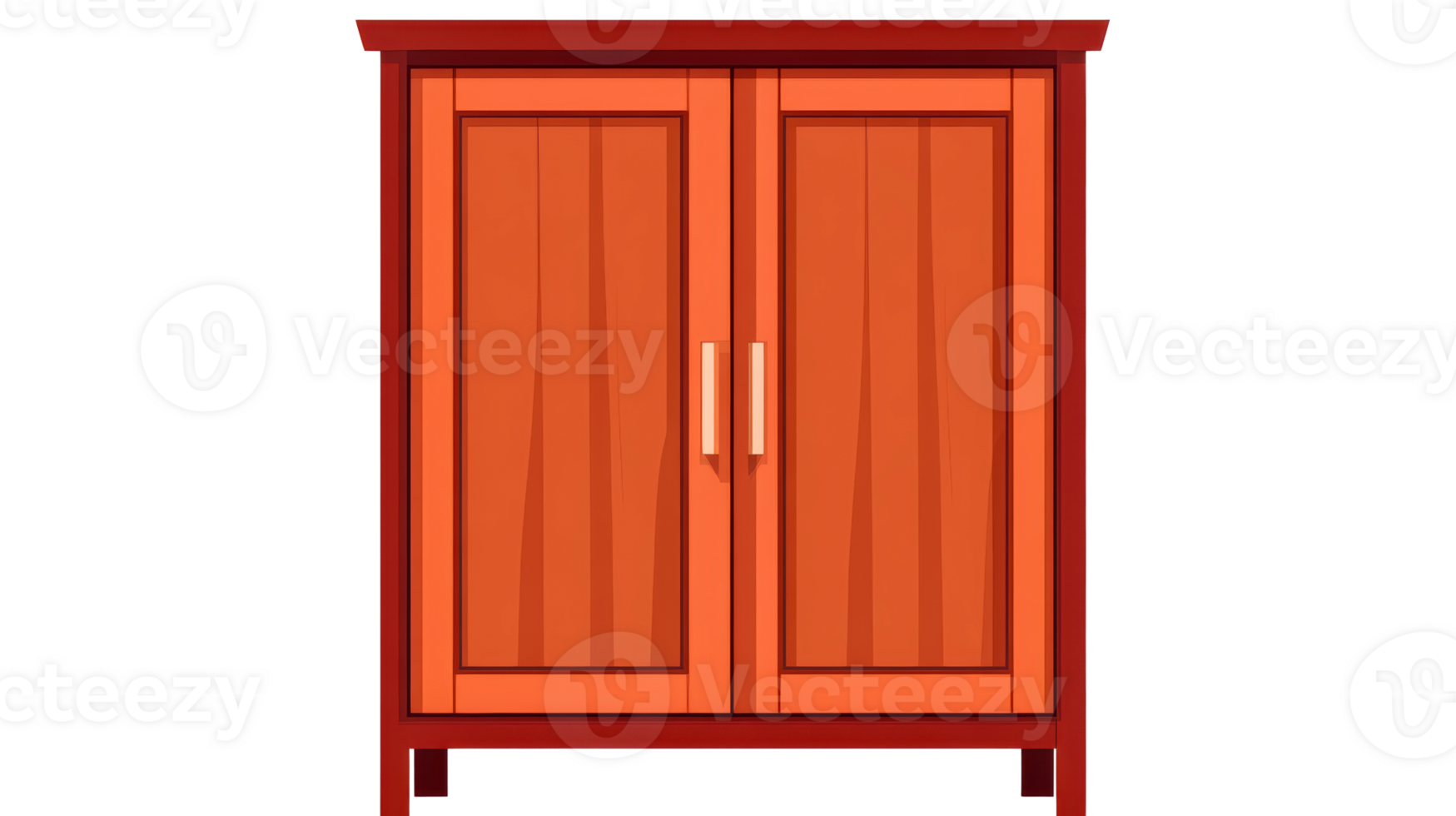 Cartoon closet furniture in brown tones for storage, cut out transparent png