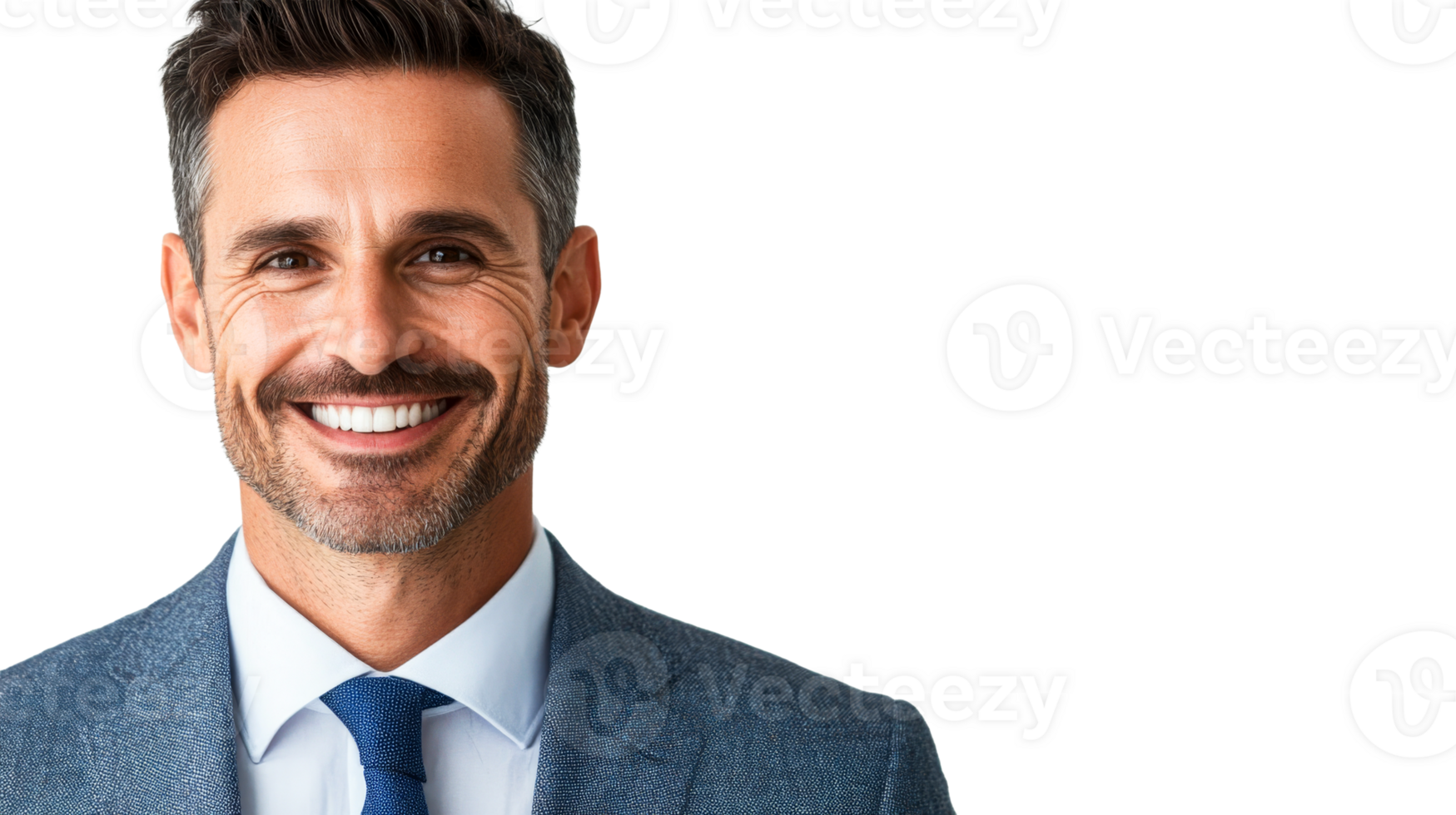 Smiling mature businessman in suit, confident look, cut out transparent png