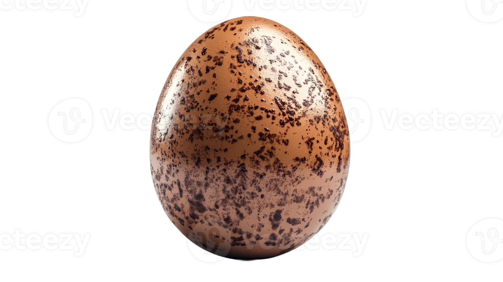 Single quail egg with spots on black background, cut out transparent png