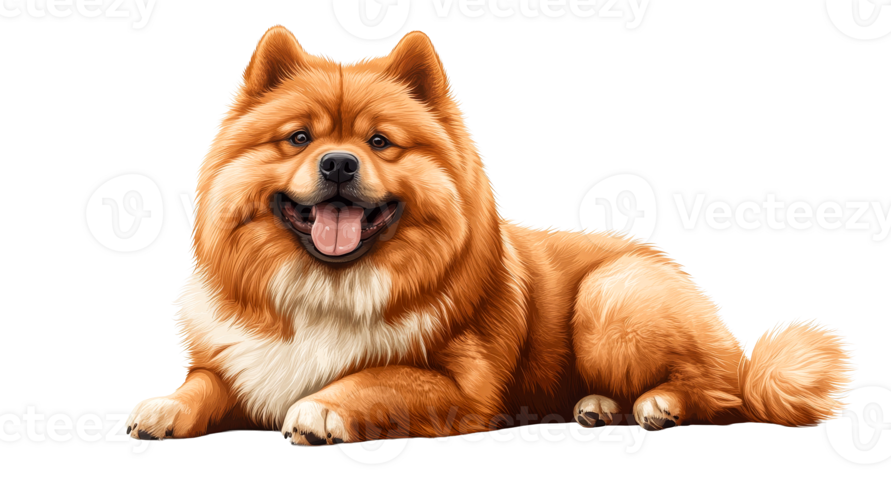 Chow Chow Dog Portrait Lying Down Smiling, Cut Out Transparent png