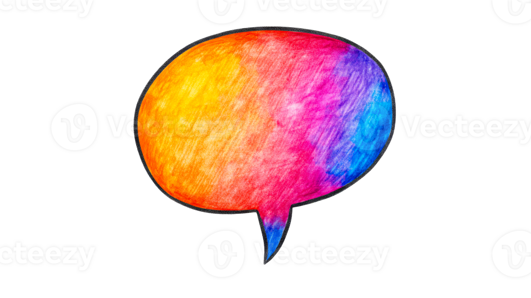 Colorful speech bubble illustration, hand drawn isolated design element, cut out transparent png