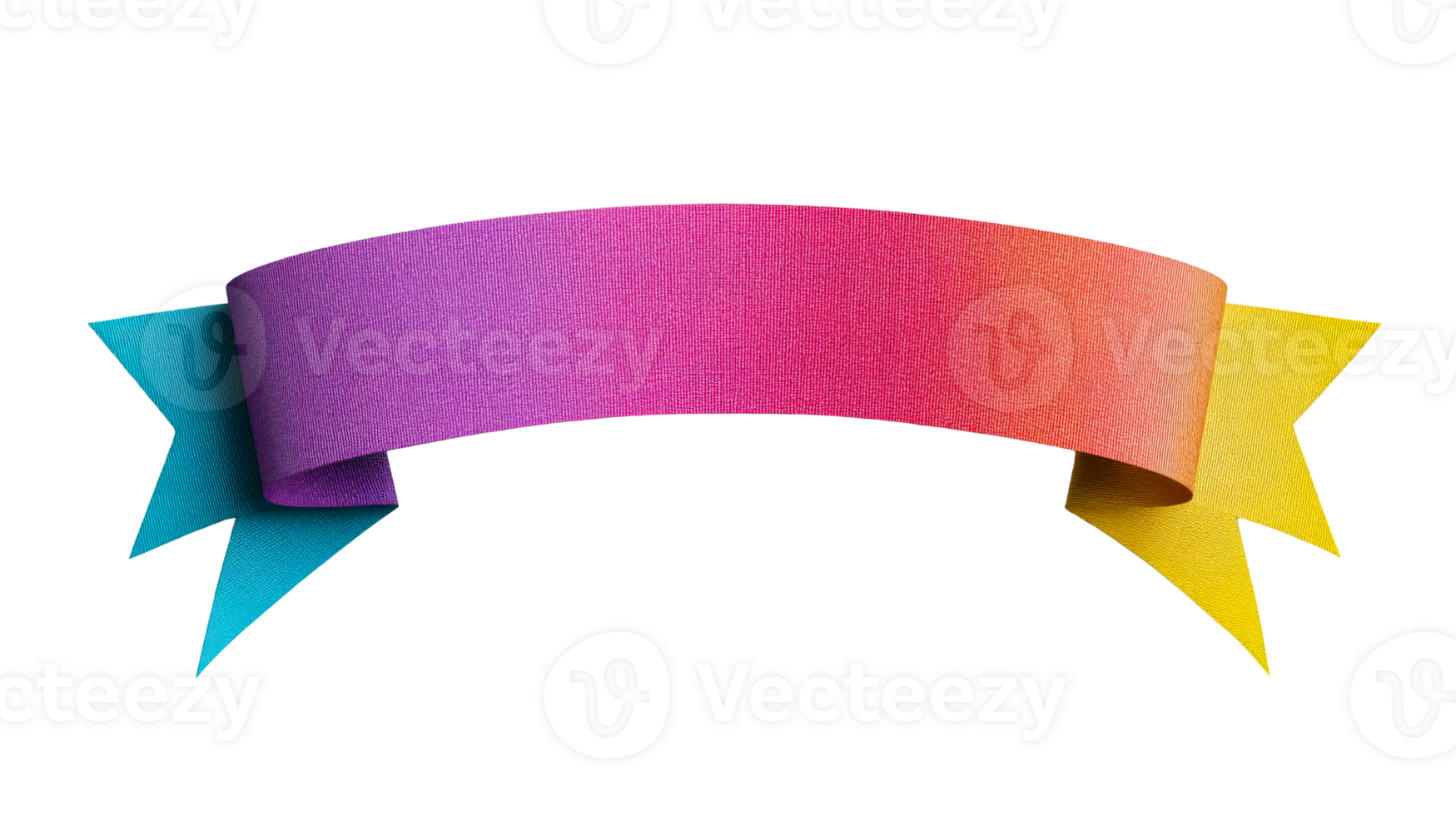 Rainbow ribbon banner gradient on black background , cut out transparent png
