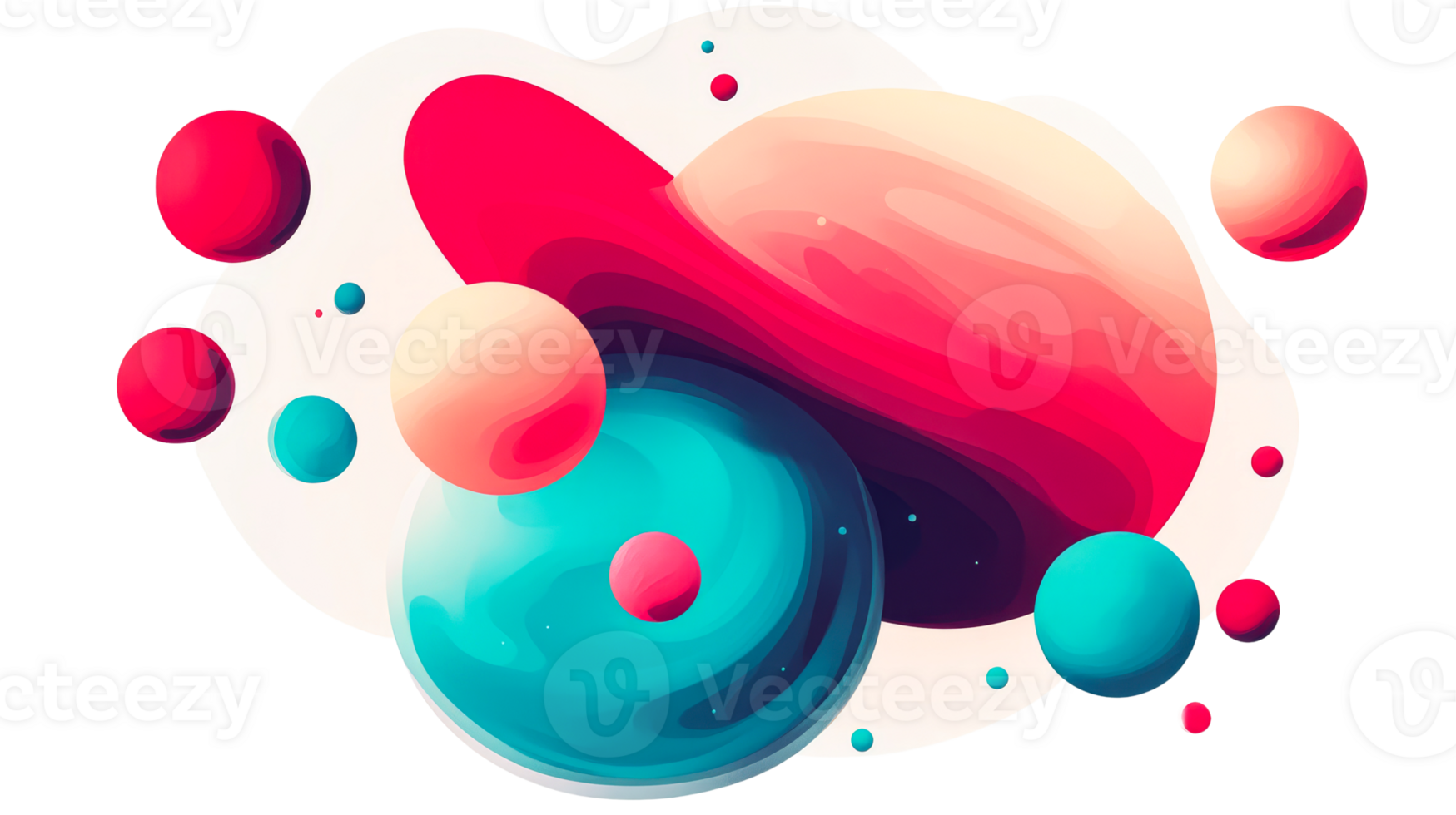 Colorful Spheres and Abstract Shapes, Design, cut out transparent png