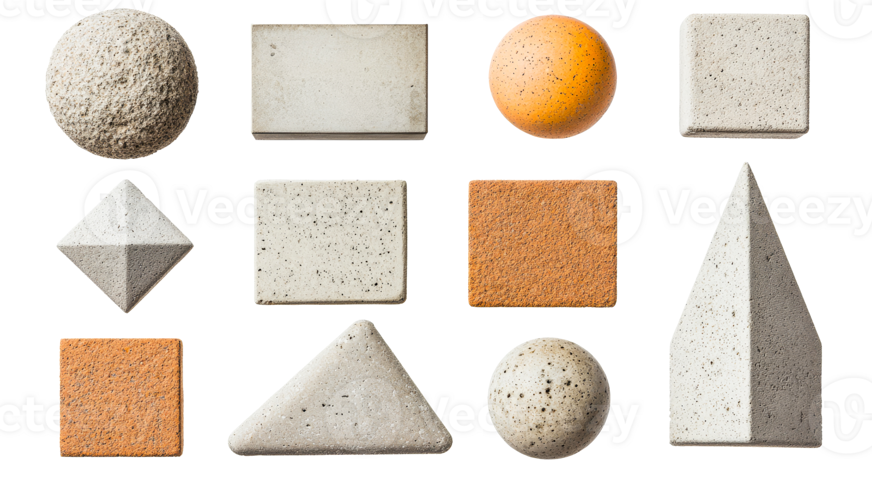 Geometric forms variety of shapes on black background, cut out transparent png