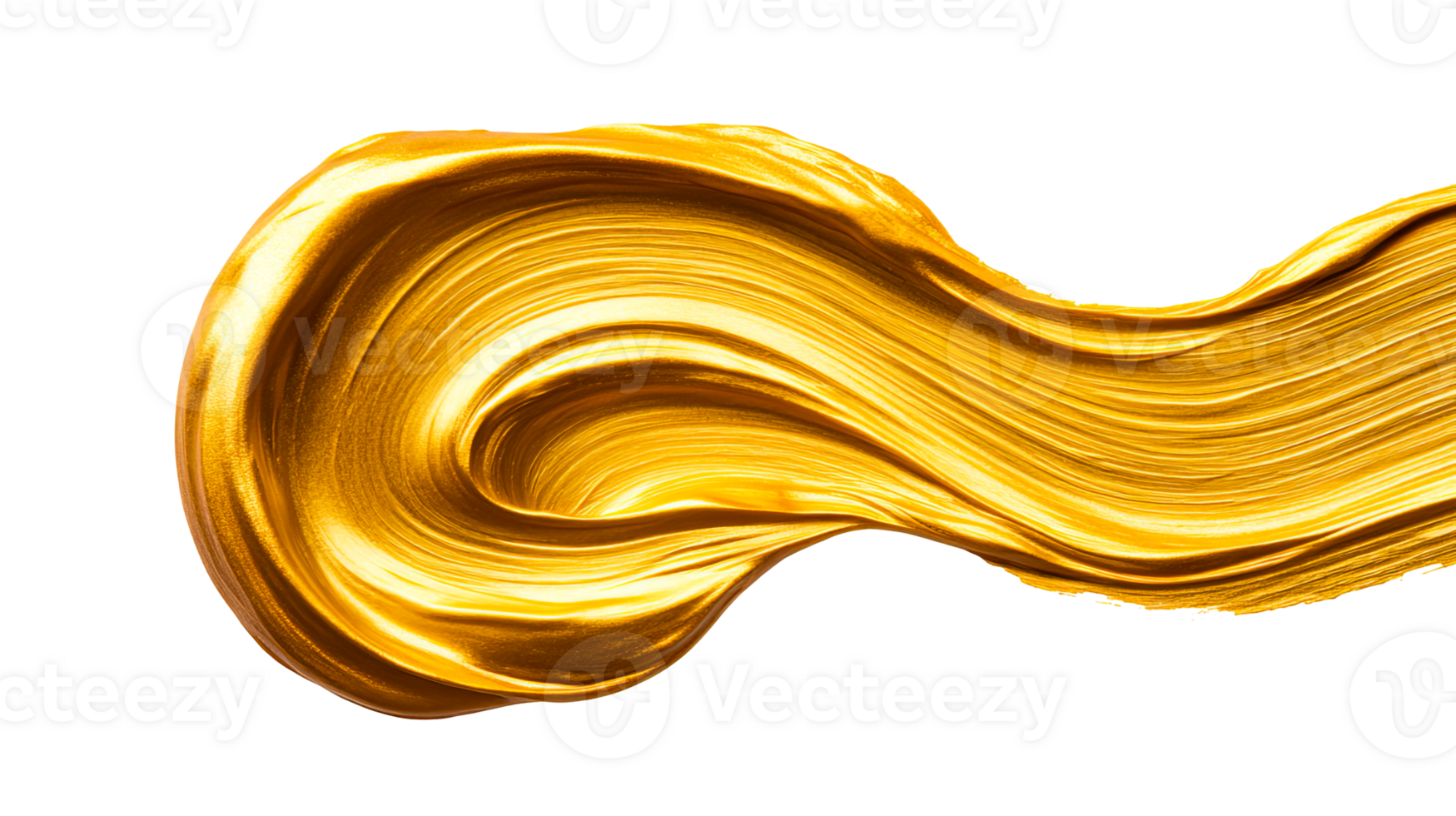 Golden metallic smear paint, smooth texture art, rich color design, cut out transparent png