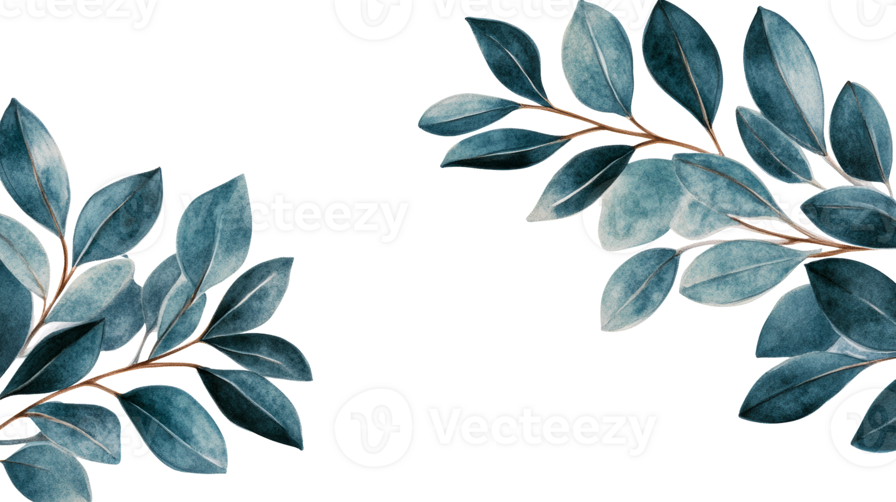 Botanical decoration with leaves and branches, cut out transparent png