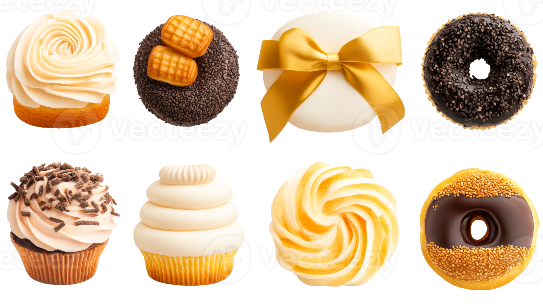 Assorted cupcakes and donuts, bakery sweets, gourmet dessert , cut out transparent png