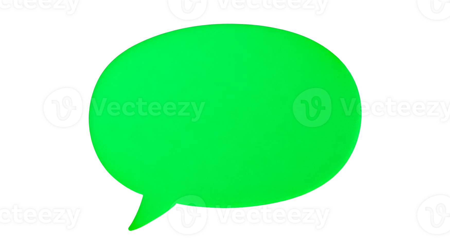 Green speech balloon floating on dark background, cut out transparent png