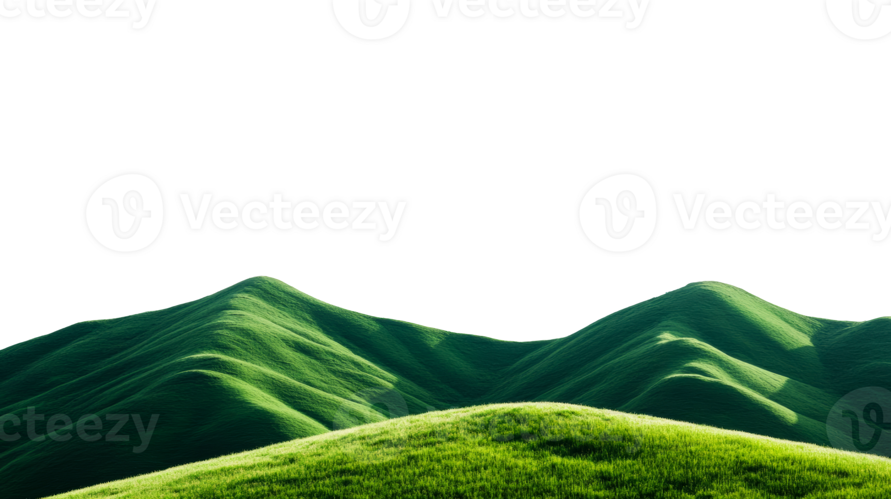 Green grass hills panorama landscape scenery, cut out transparent png