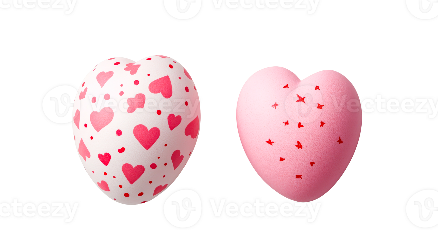 Two heart-shaped objects on black backdrop, cut out transparent png