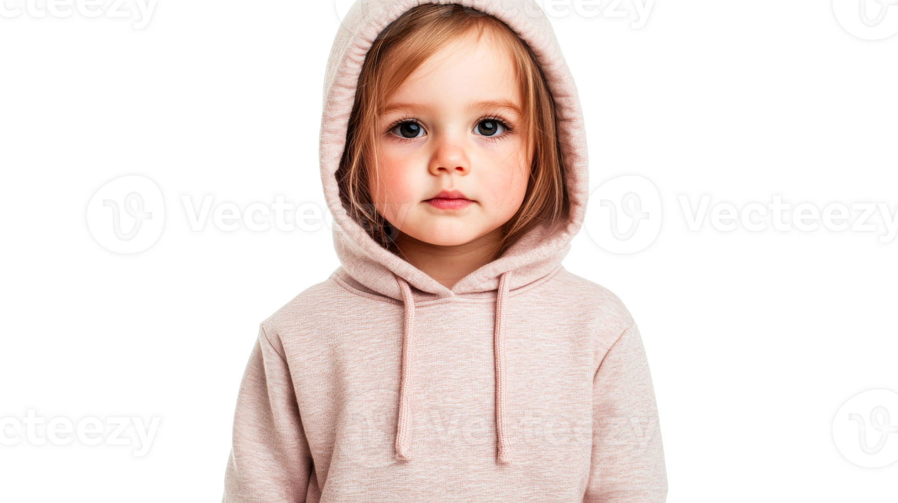 Little girl in pink hoodie, cut out transparent png