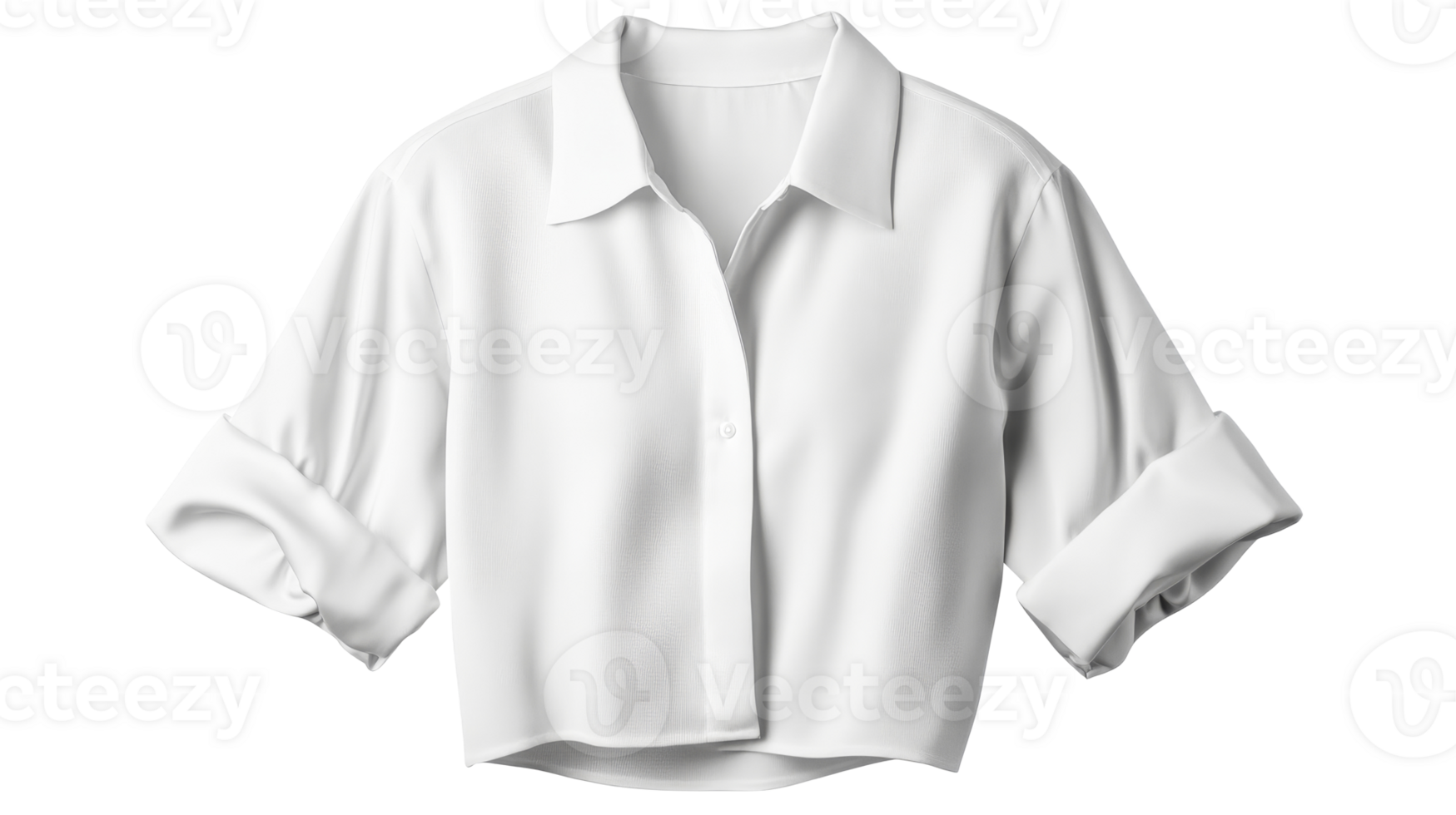 White blouse with short sleeves and button, elegant fashion, cut out transparent png