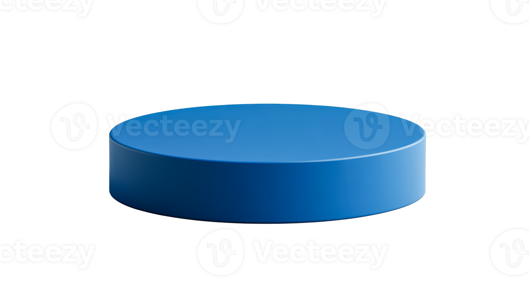 Blue cylindrical podium, minimalist display stand, cut out transparent png