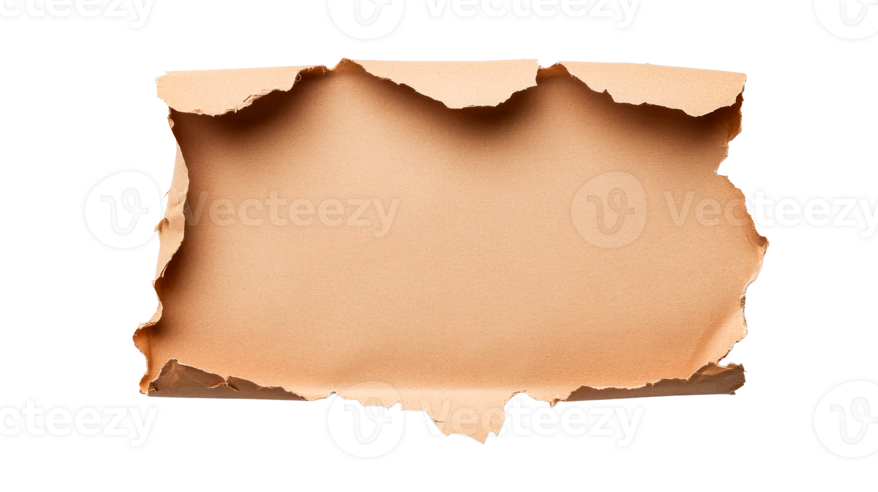 Old tattered paper sheet, beige background, torn texture, manuscript , cut out transparent png