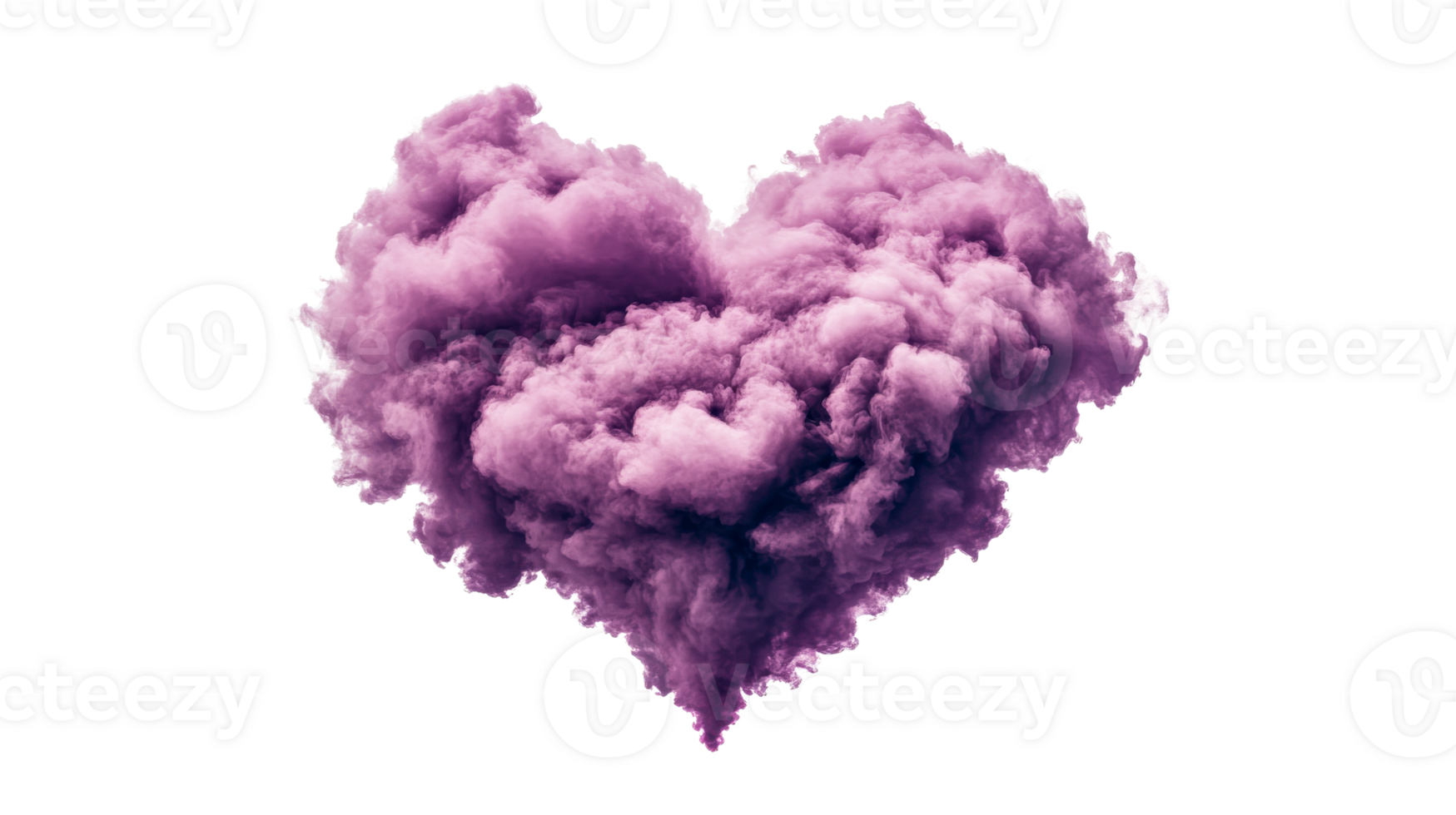 Purple cloud heart shaped smoke explosion effect, cut out transparent png