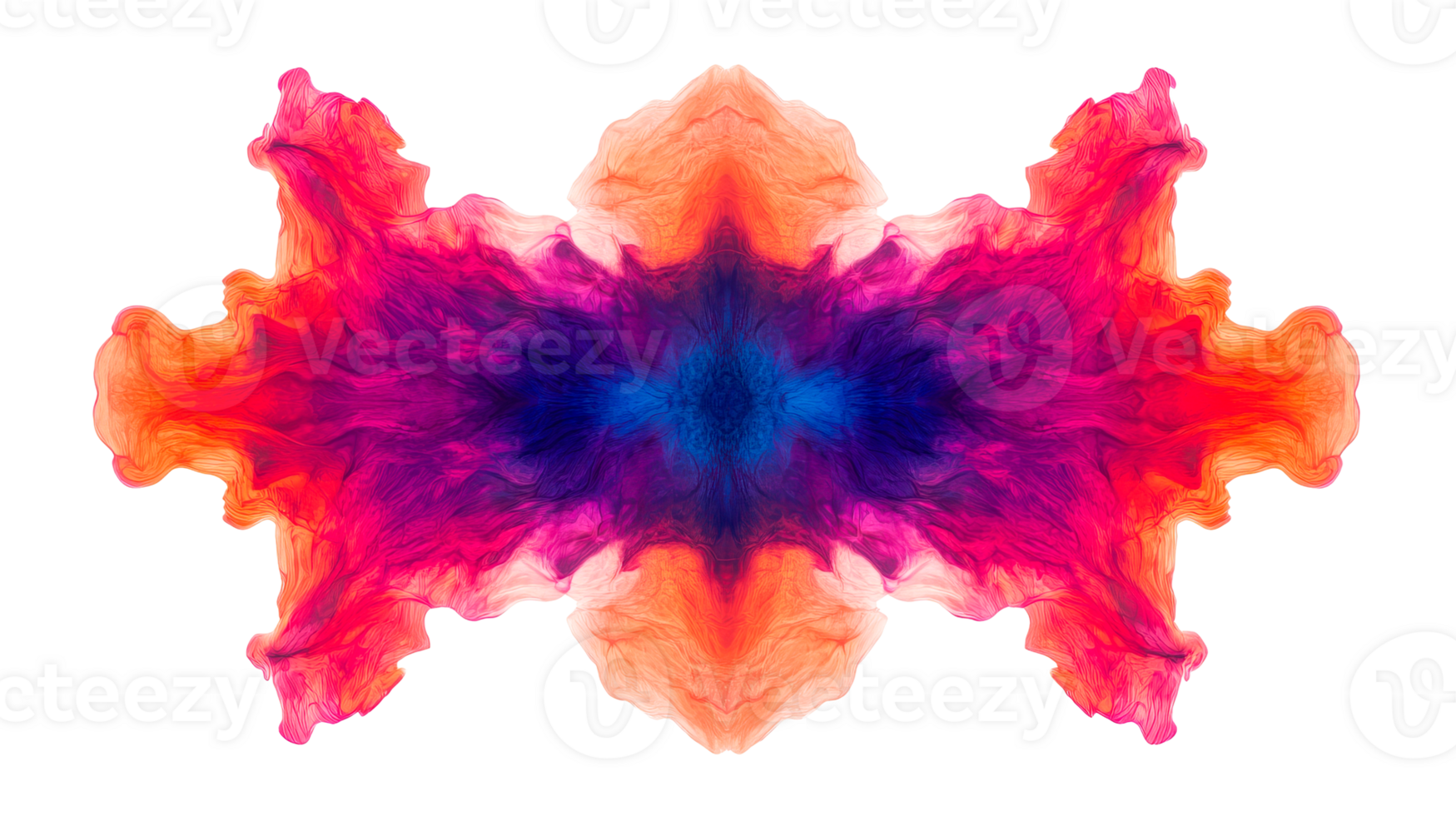 Symmetrical abstract pattern in mixed colors, cut out transparent png