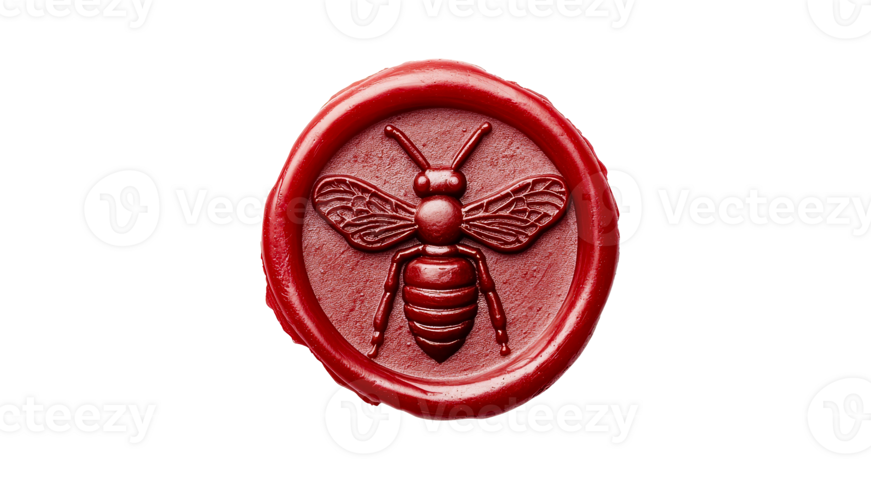Wax seal with wasp imprint, elegant and detailed, cut out transparent png