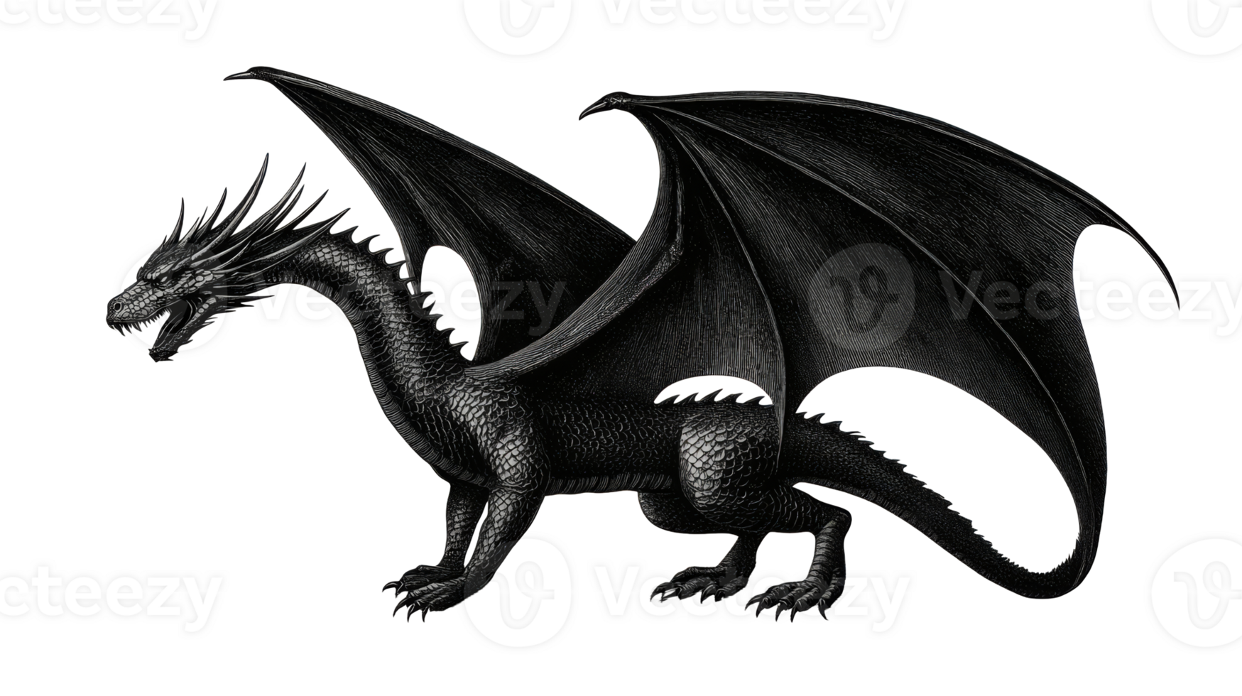 Dragon with Scales and Spikes Illustration, Cut Out Transparent png