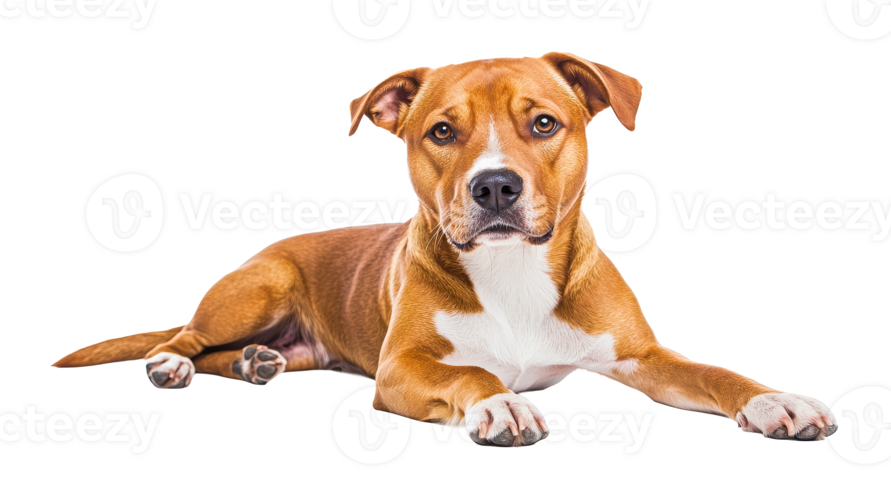 Canine portrait showcases its white and golden fur, cut out transparent png