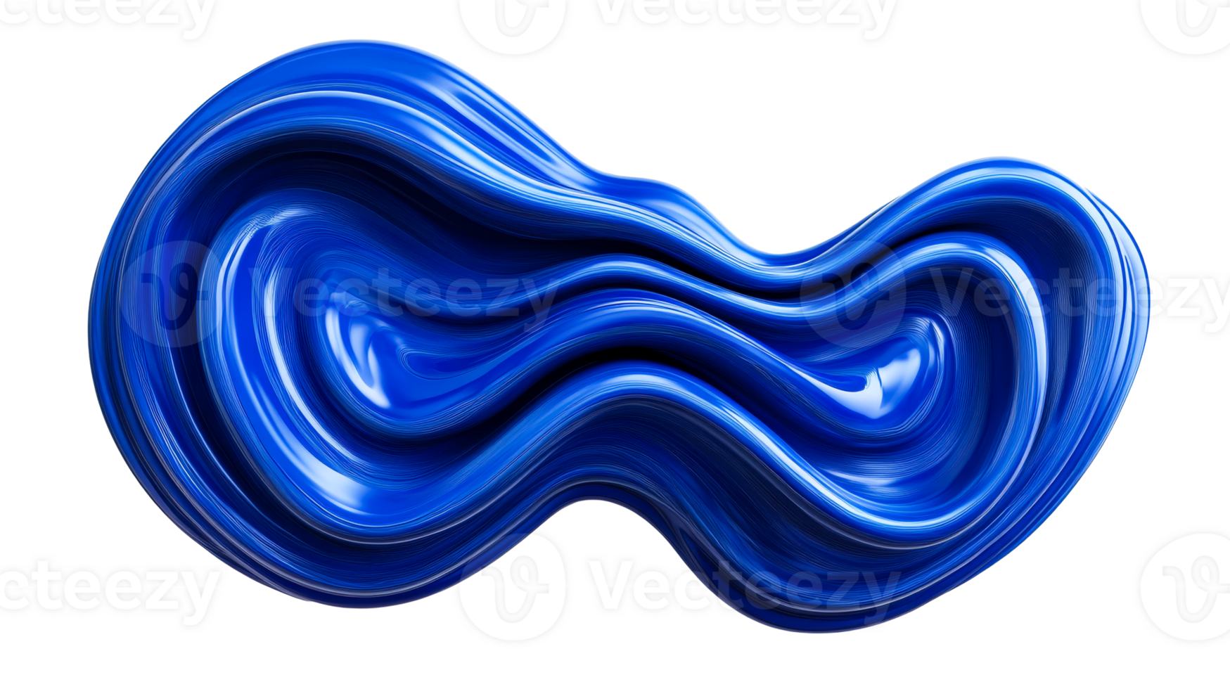 Blue fluid liquid wave abstract shape, curve smooth design, cut out transparent png