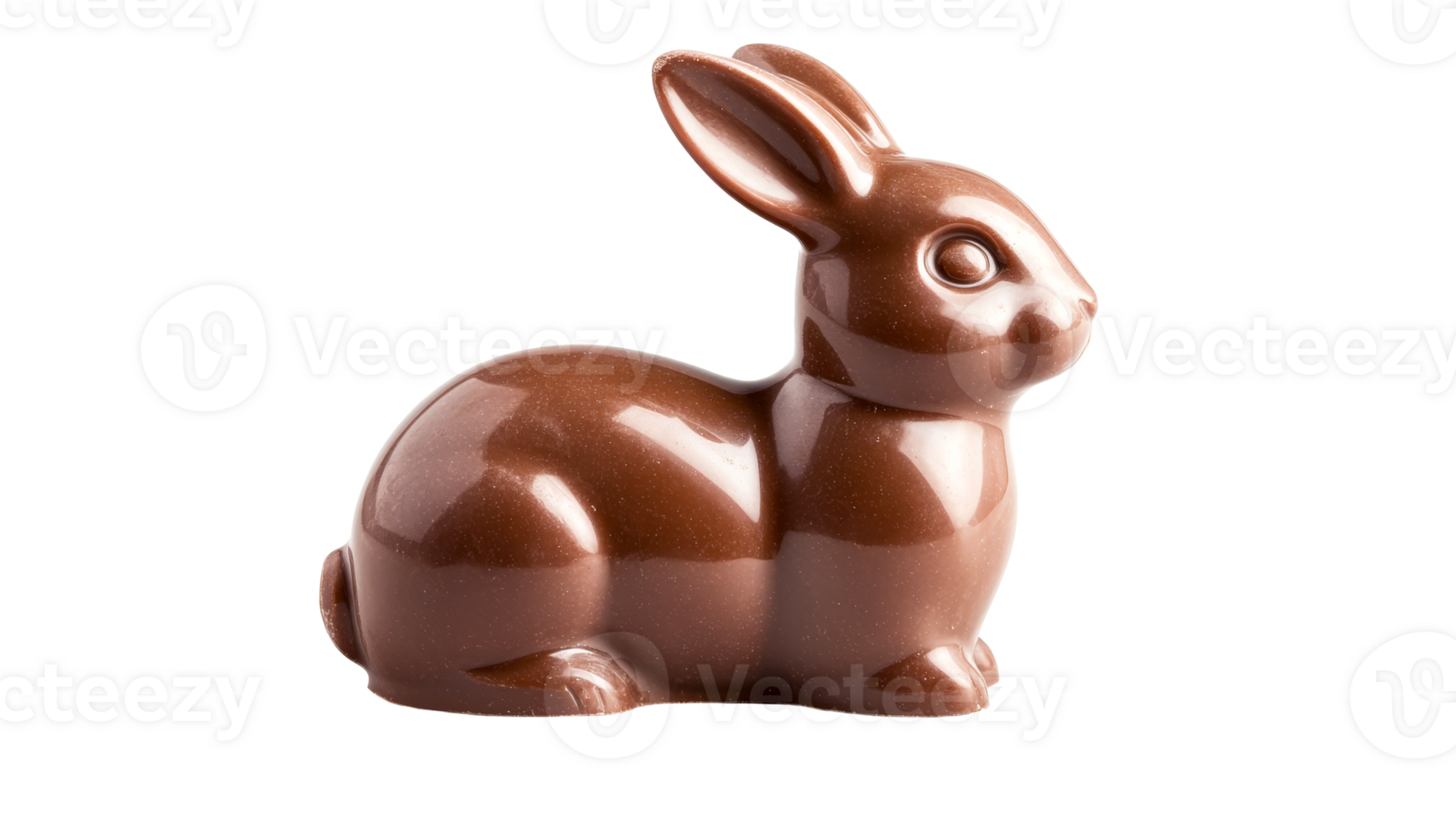Chocolate bunny on black background, cut out transparent png