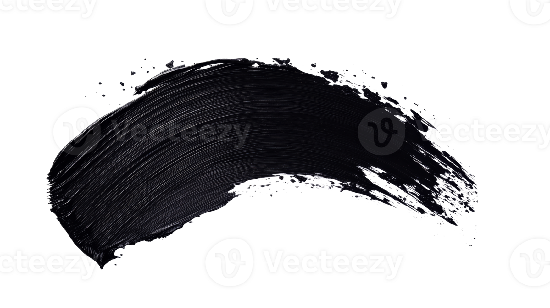 Glossy Black Cream Swatch with Brush Strokes on Black Background, cut out transparent png