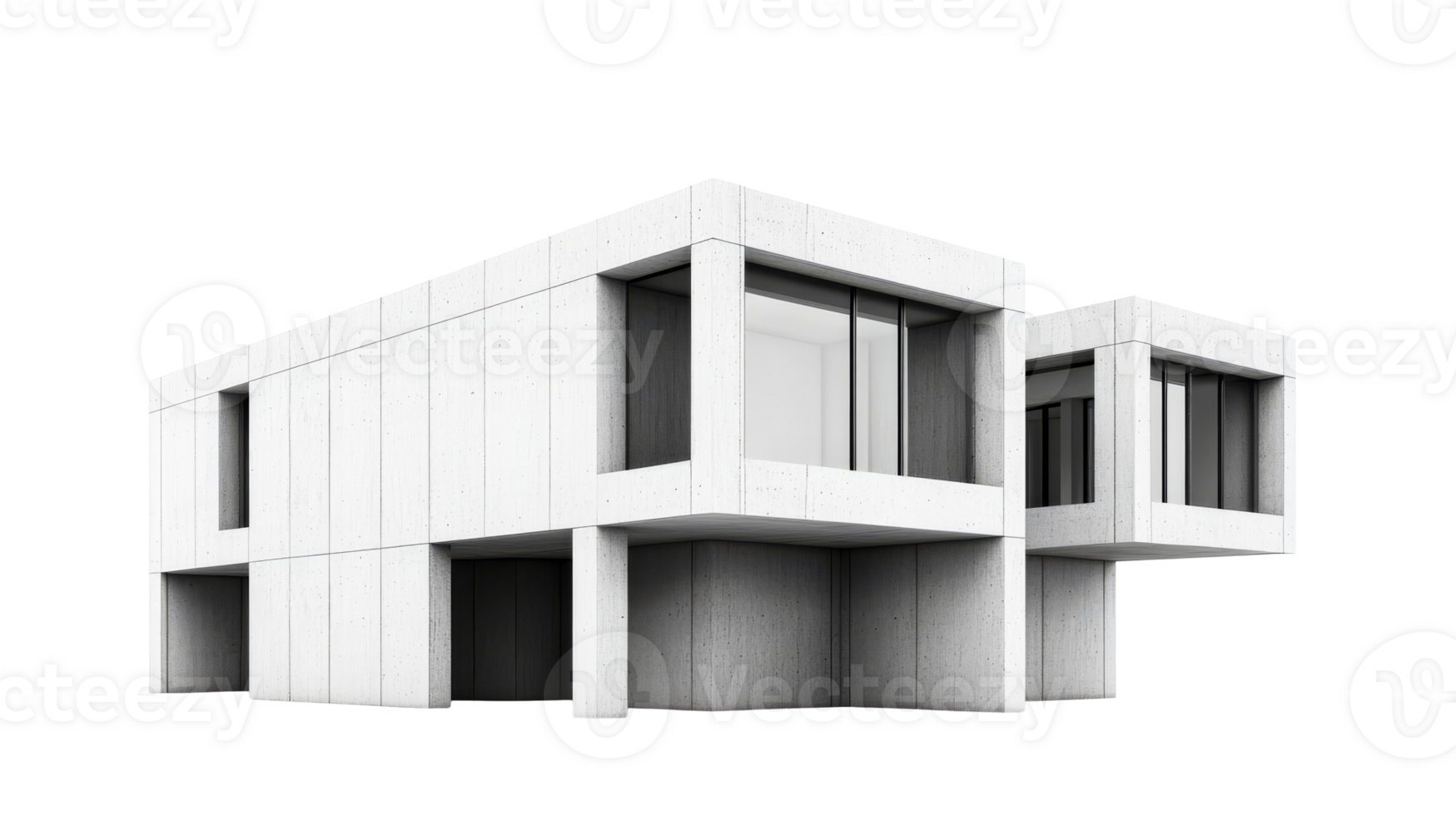 Modern Concrete Architecture Building Facade Isolated, cut out transparent png