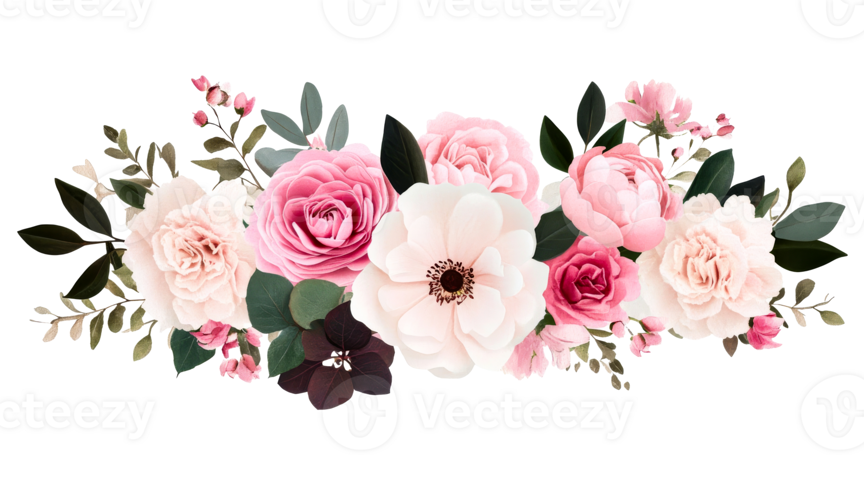 Floral Arrangement of Pink and White Flowers, cut out transparent png
