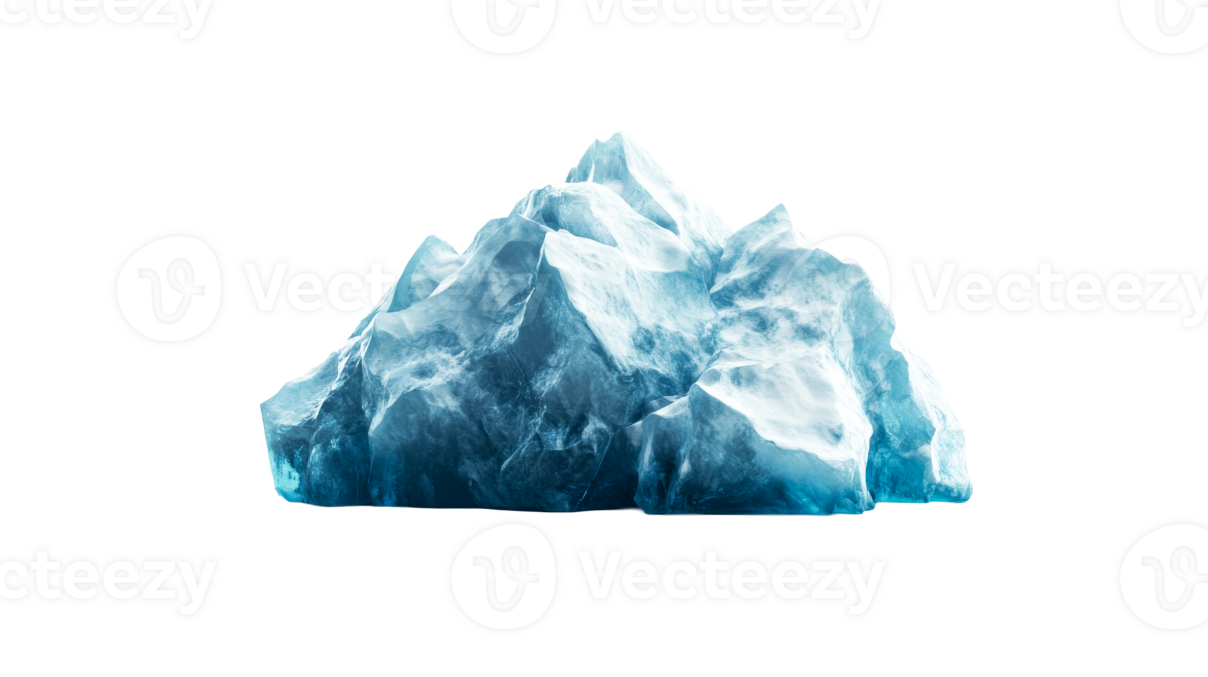 Large ice formation with sharp peaks, glacier iceberg, cut out transparent png