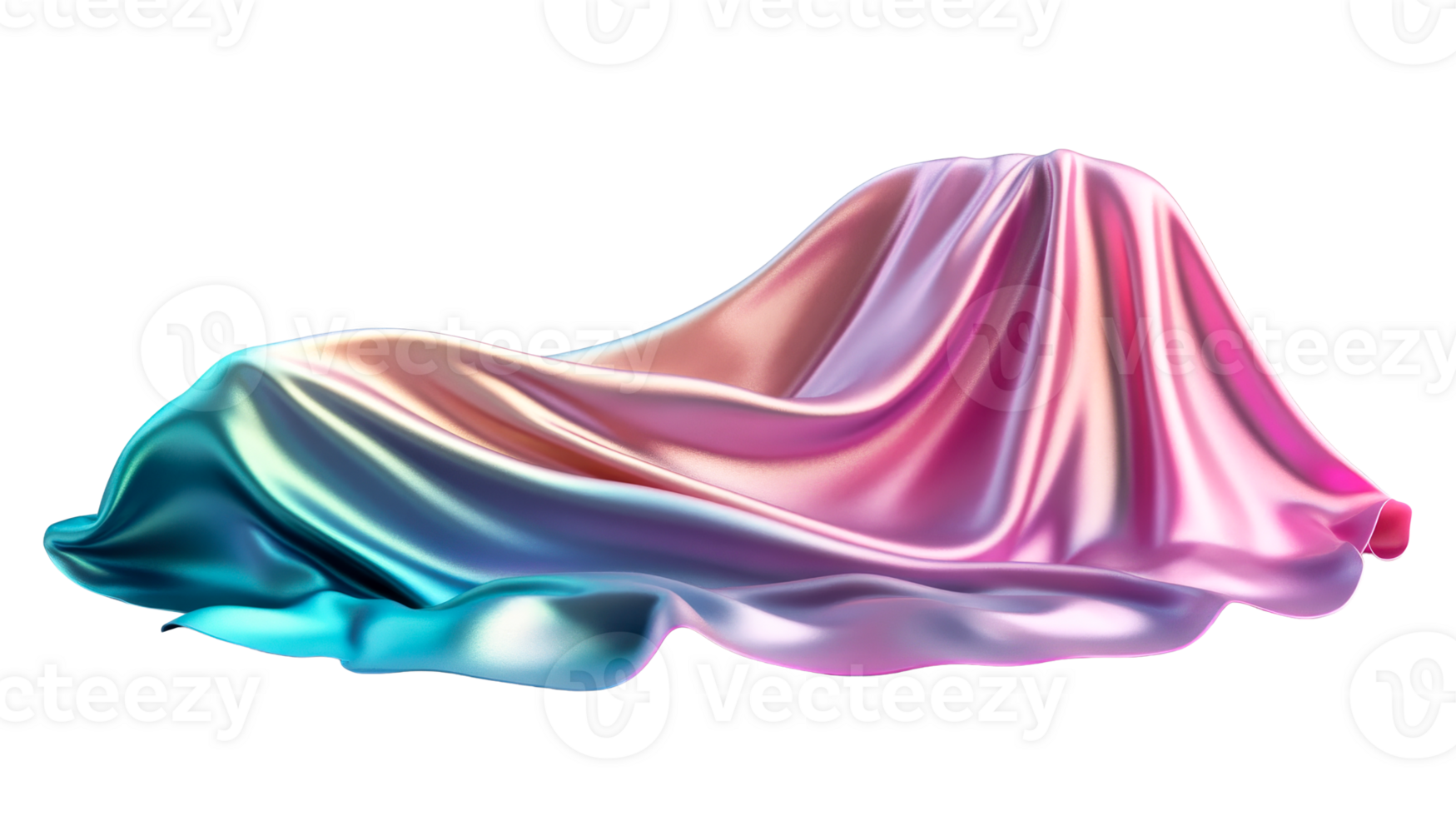 Iridescent fabric drape, smooth, glossy, colorful, vibrant, luxury, cut out transparent png
