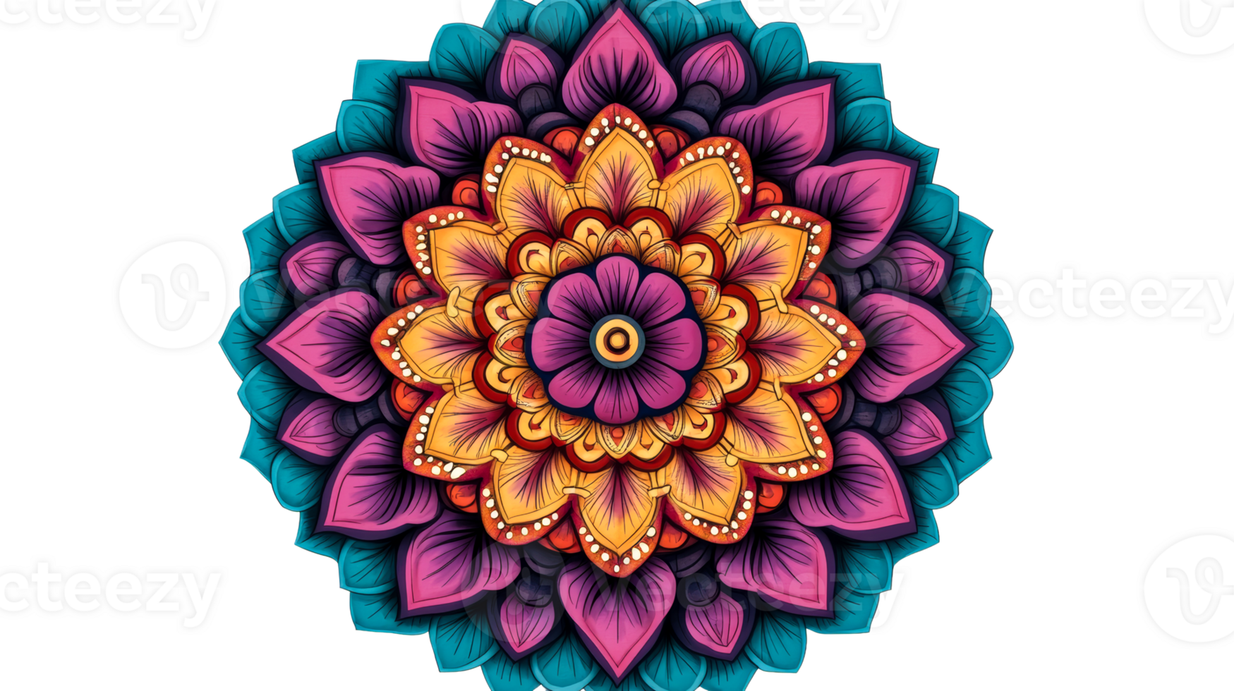 Colorful floral mandala artwork, elegant flower pattern , cut out transparent png
