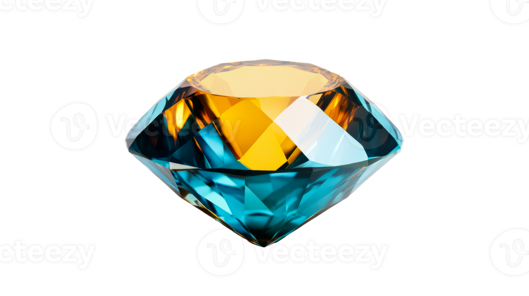 Colorful gem illustration with facets and reflections, cut out transparent png