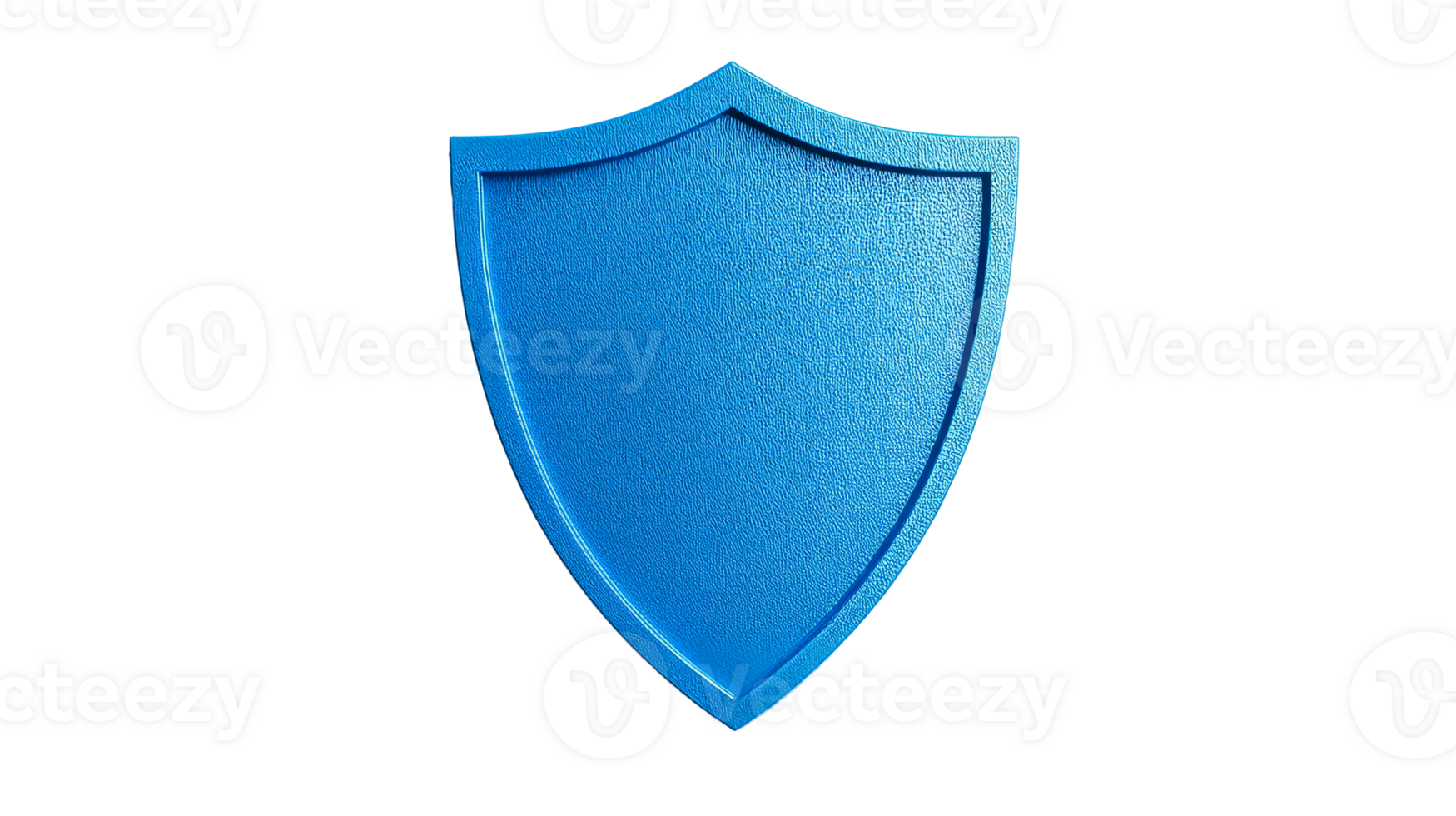 Blue textured shield on black background, defense symbol, cut out transparent png