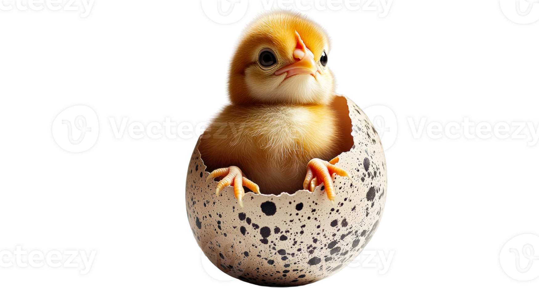 Hatching chick emerges from eggshell, isolated and cute , cut out transparent png