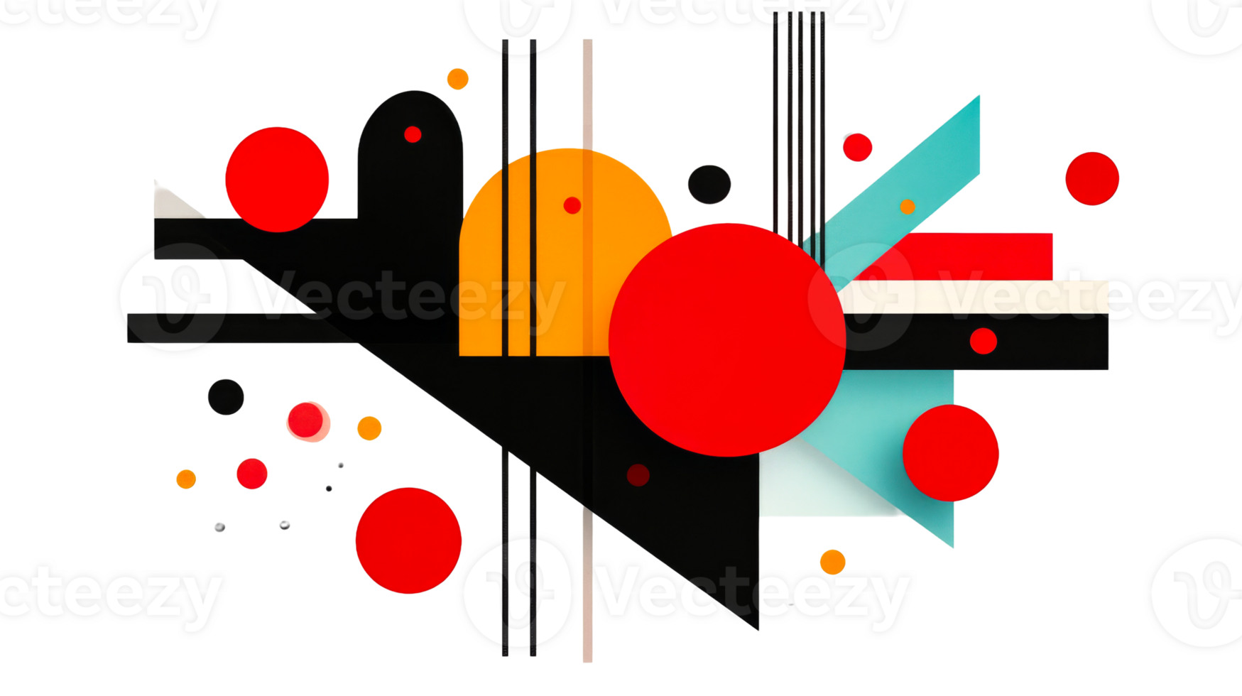 Modern Abstract Geometry Design with Circles and Shapes, cut out transparent png