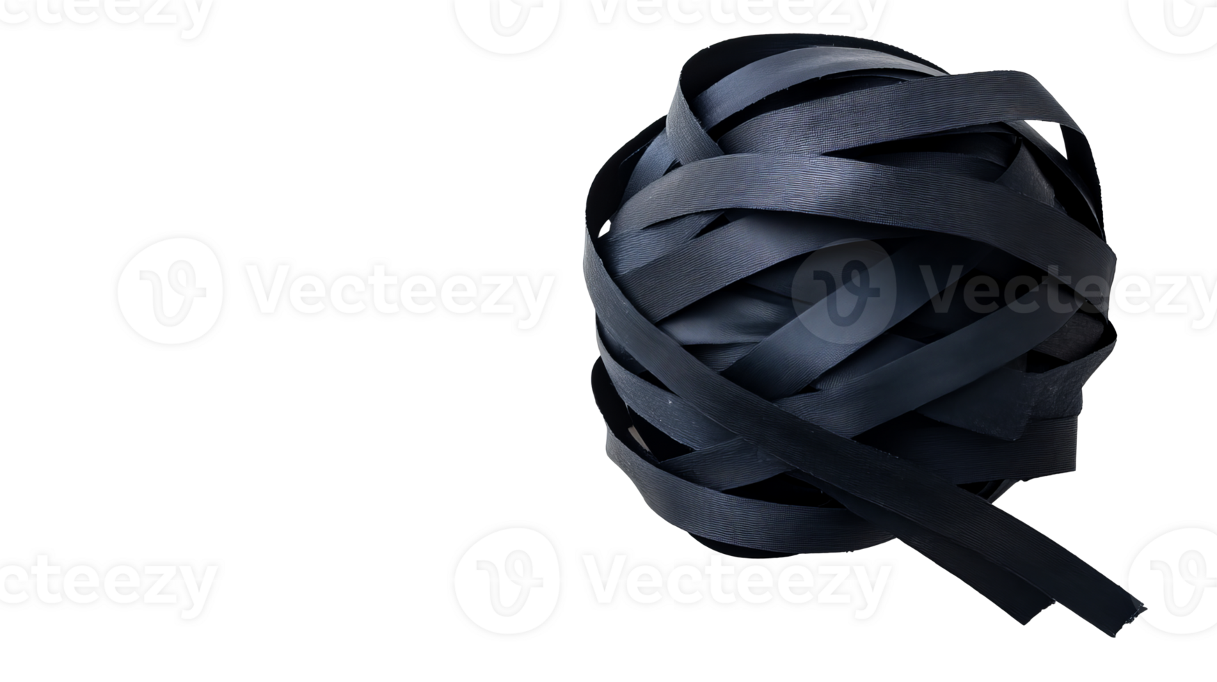 Rubber sphere, black tape, coil, bundle , dark material, cut out transparent png