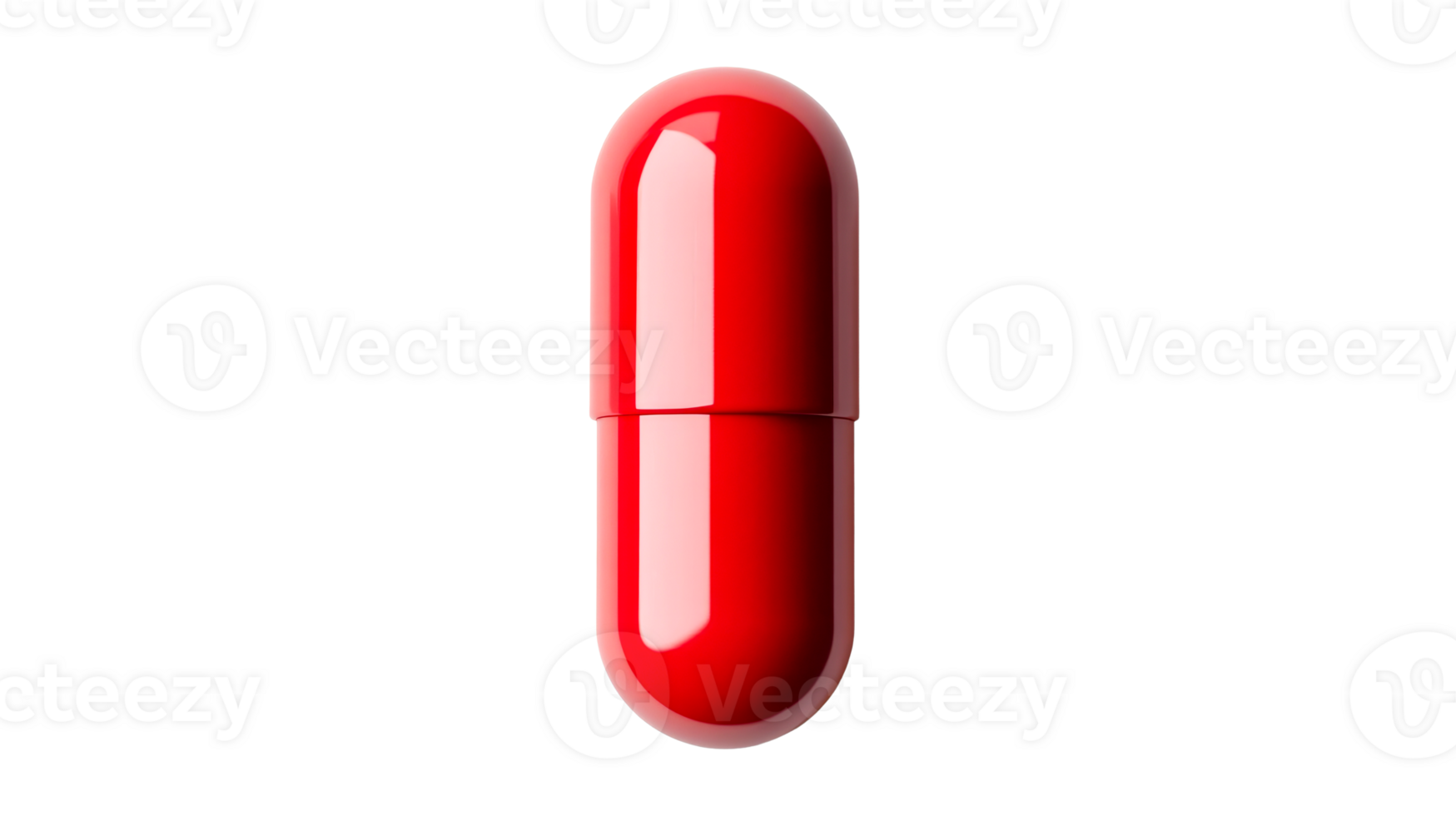 Red capsule medical treatment remedy cure isolated, cut out transparent png