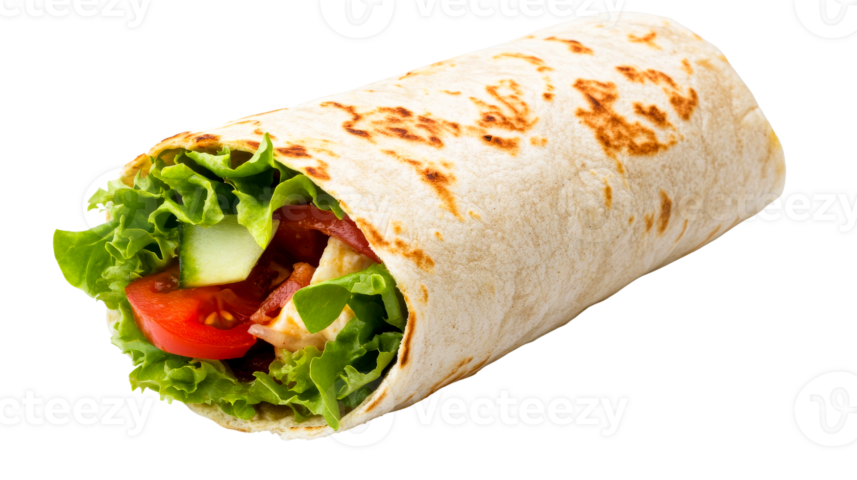 Fresh and delicious wrap with vegetables, cut out transparent png