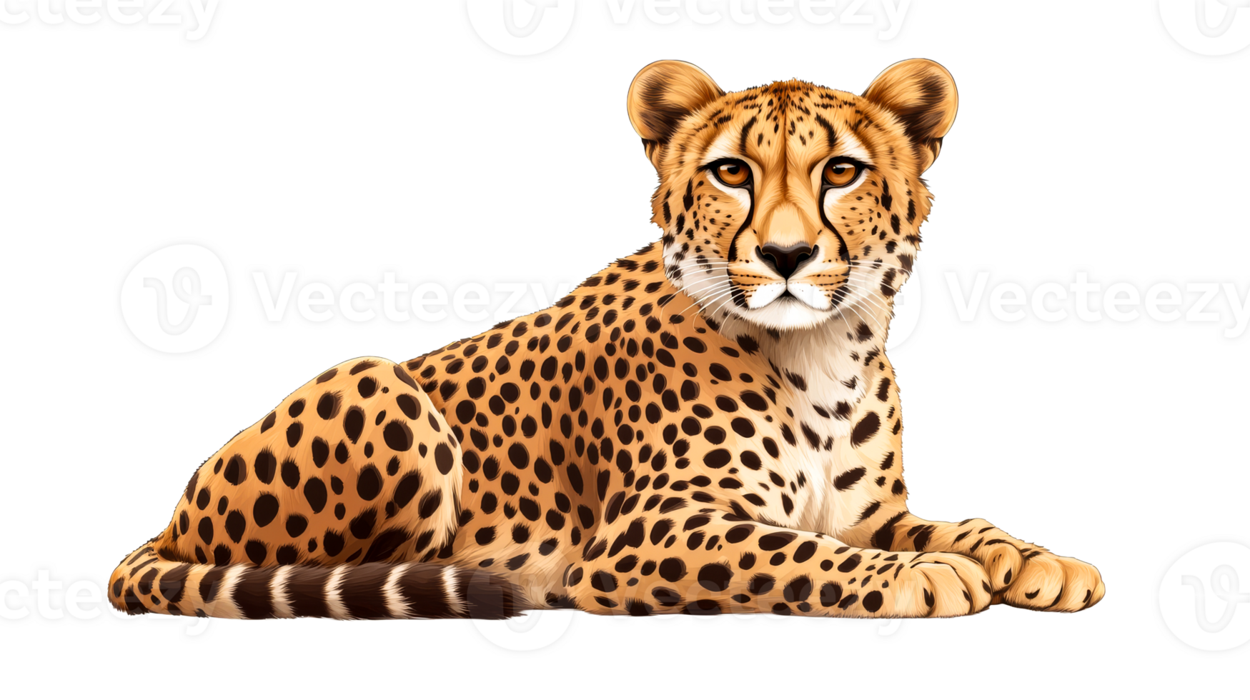 Elegant Cheetah Resting, Exotic Feline, Spotted Predator, Wildlife Portrait, cut out transparent png
