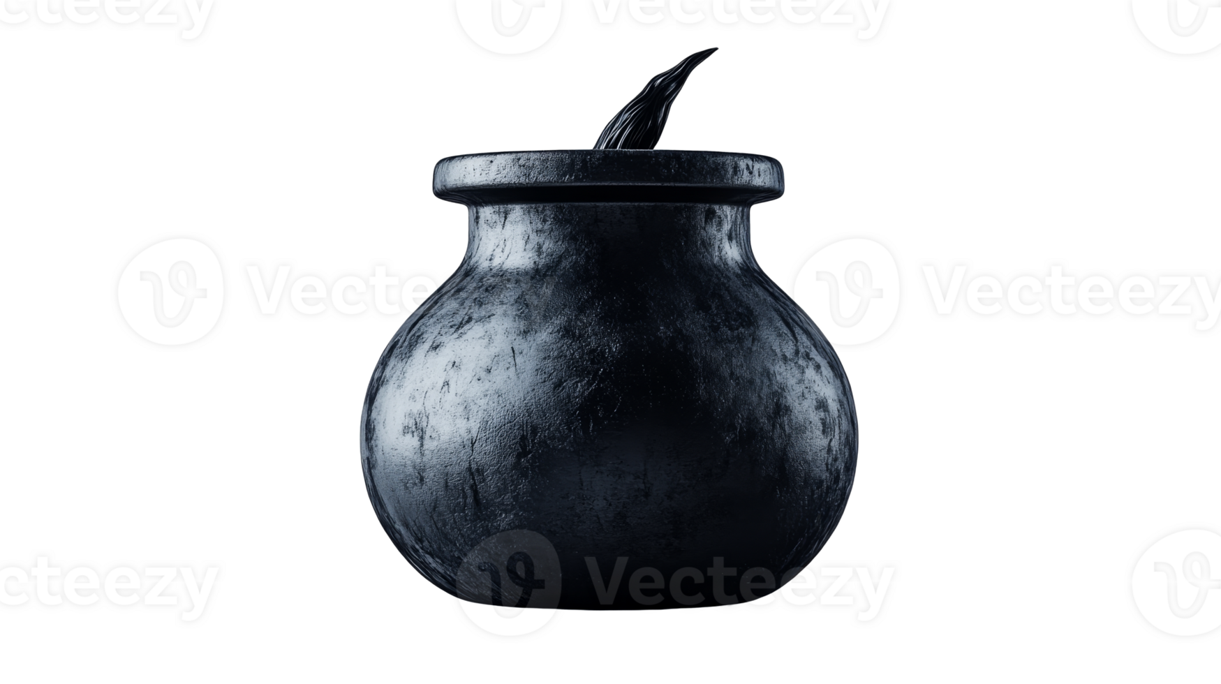 Dark fantasy cauldron with a liquid substance, cut out transparent png