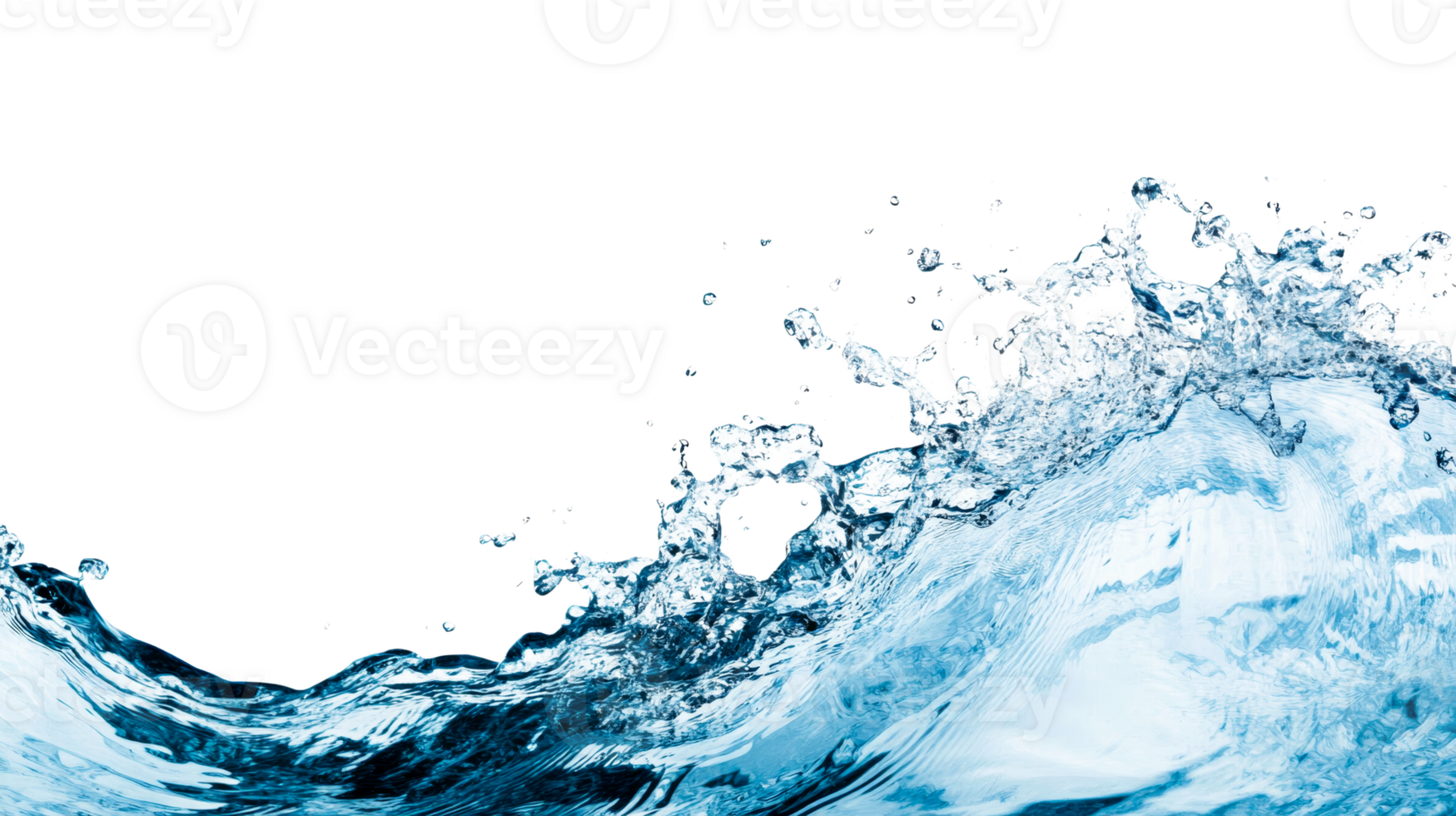Splashes of clean, dynamic water with intricate texture, cut out transparent png