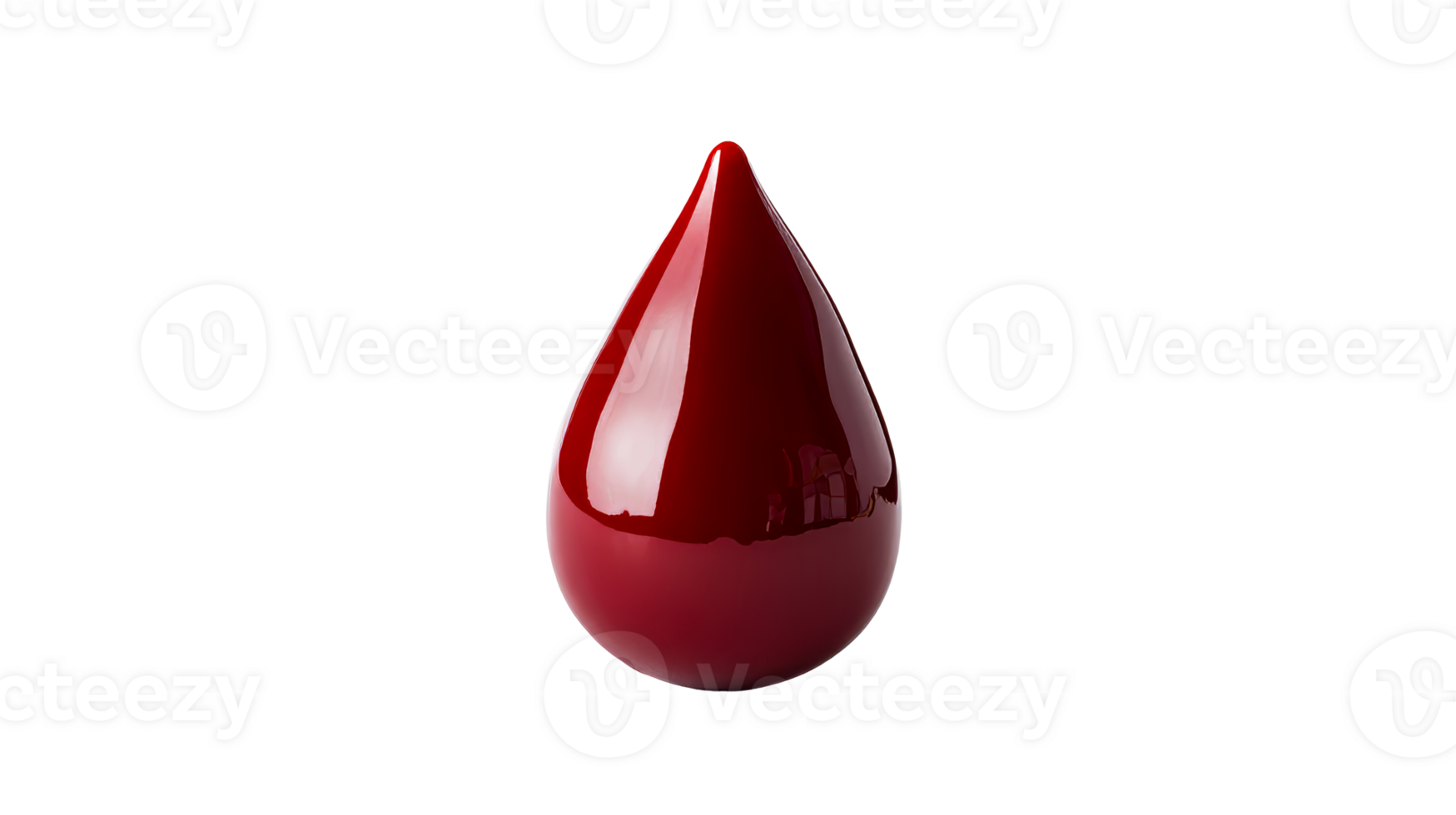 3D red blood drop on a black background, cut out transparent png