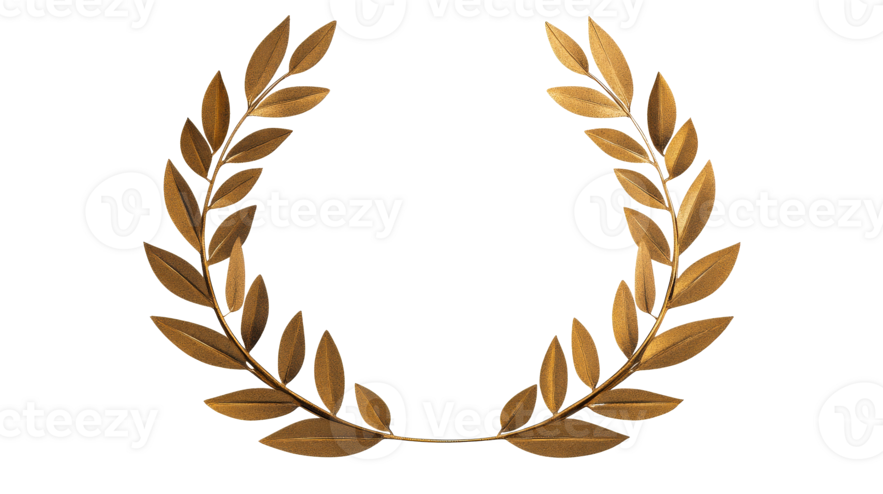 Golden laurel wreath, prize award, achievement symbol, cut out transparent png