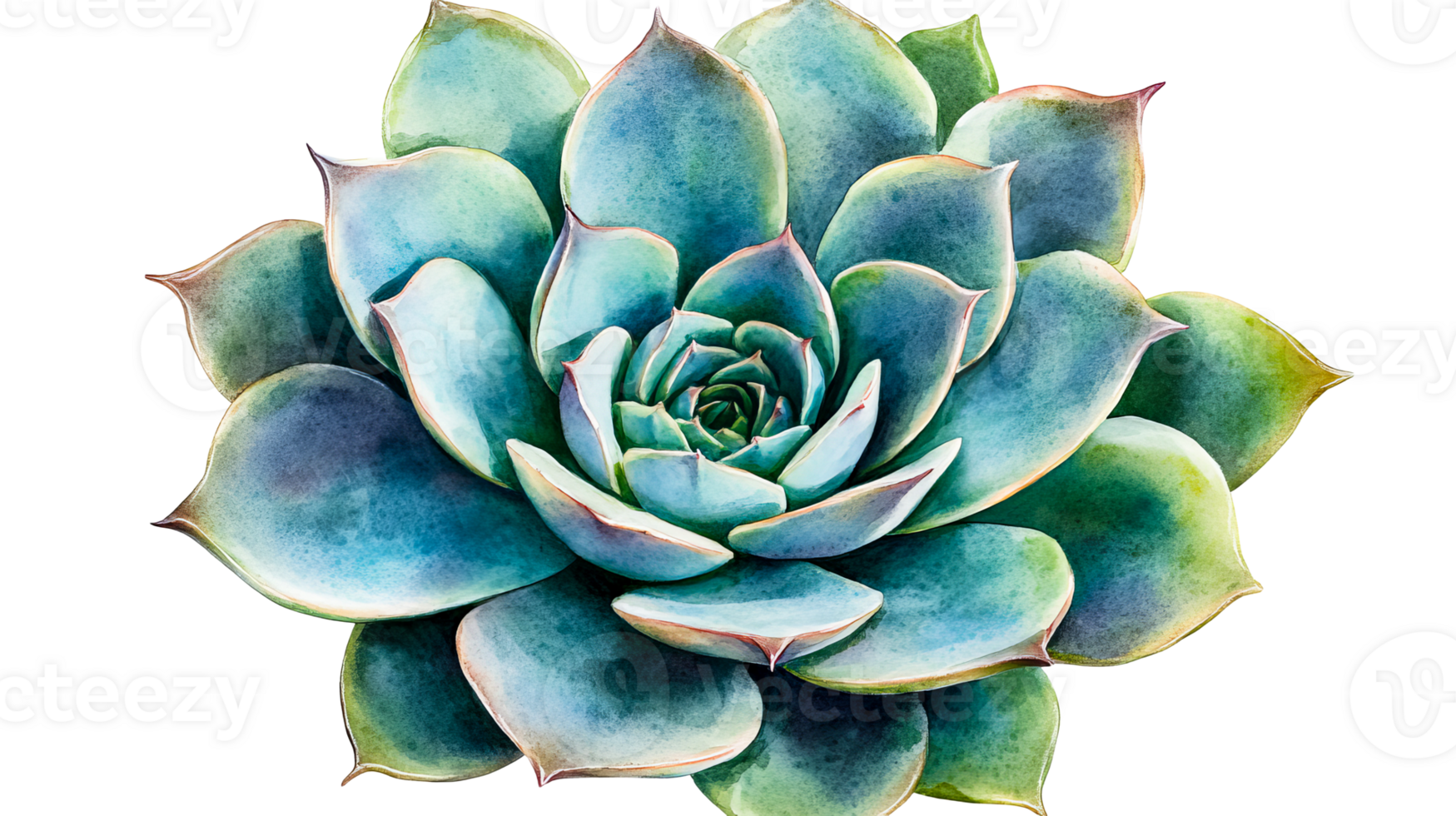 Watercolor succulent plant, isolated, detailed, botanical art, cut out transparent png